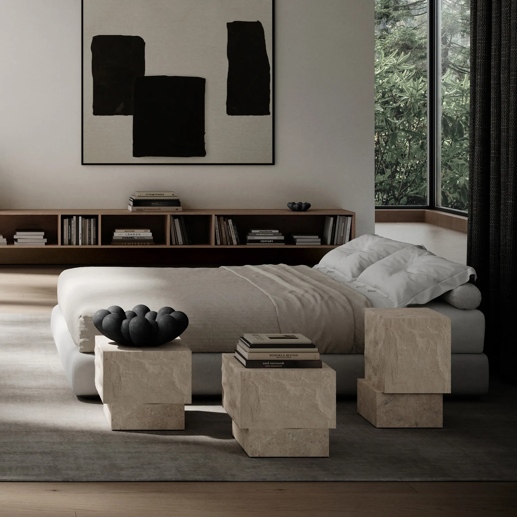 템플 사이드 테이블 로우 42x40 cm, Chrome-limestone 101 Copenhagen | 101 코펜하겐