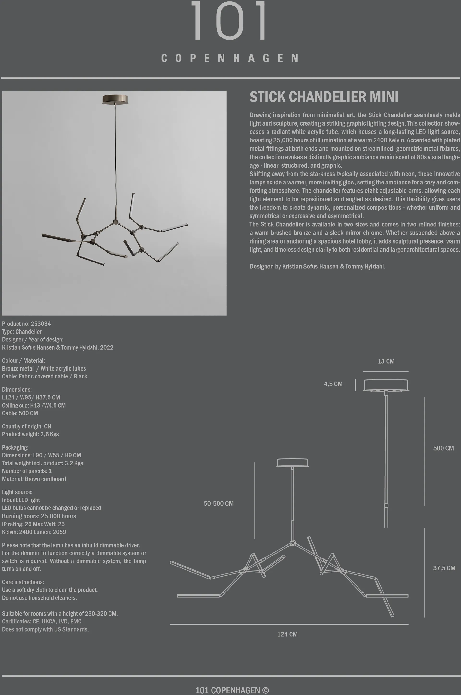 스틱 샹들리에 천장 크라운 미니, Bronze 101 Copenhagen | 101 코펜하겐