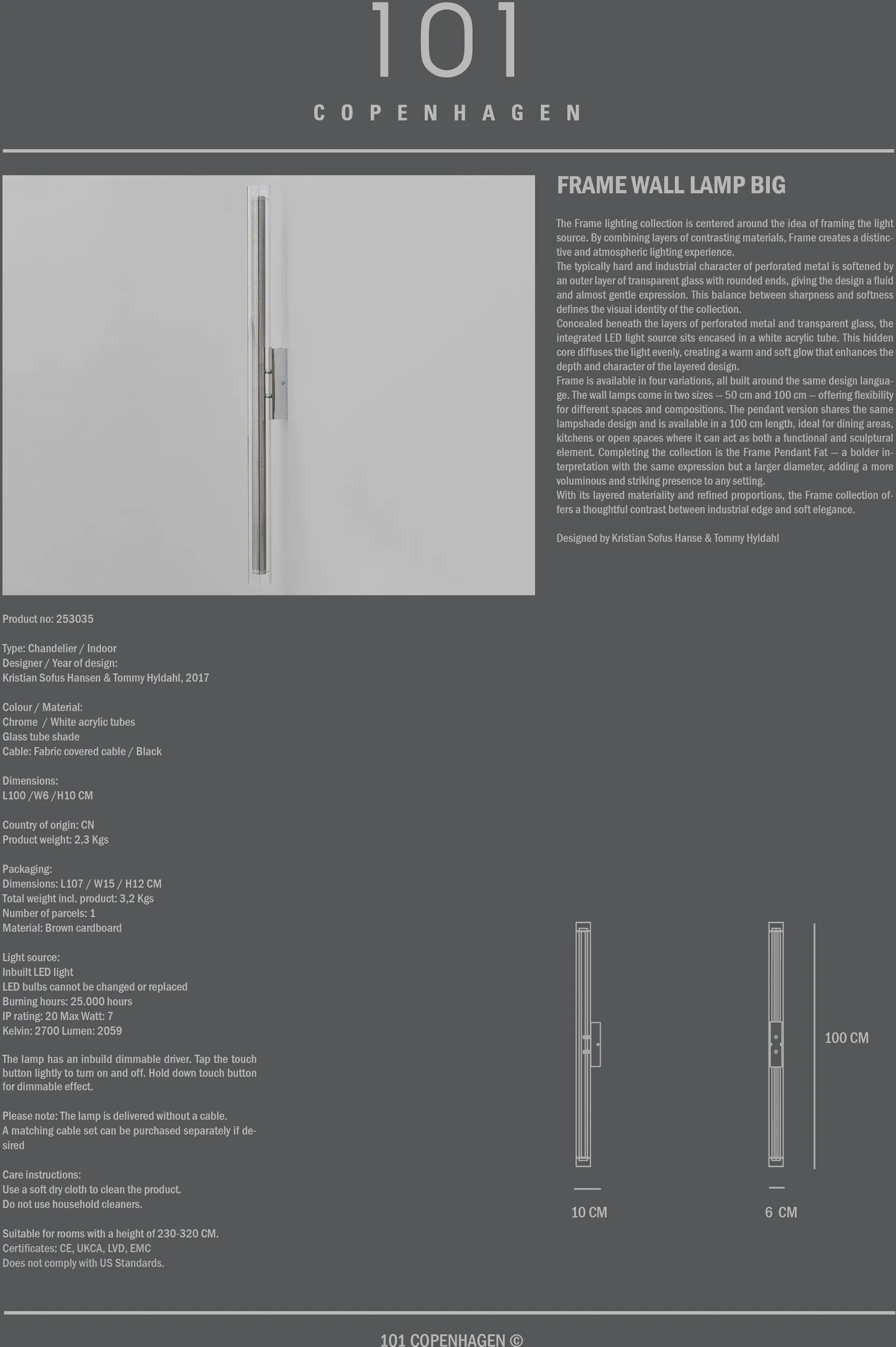 프레임 벽 조명 빅, Chrome 101 Copenhagen | 101 코펜하겐
