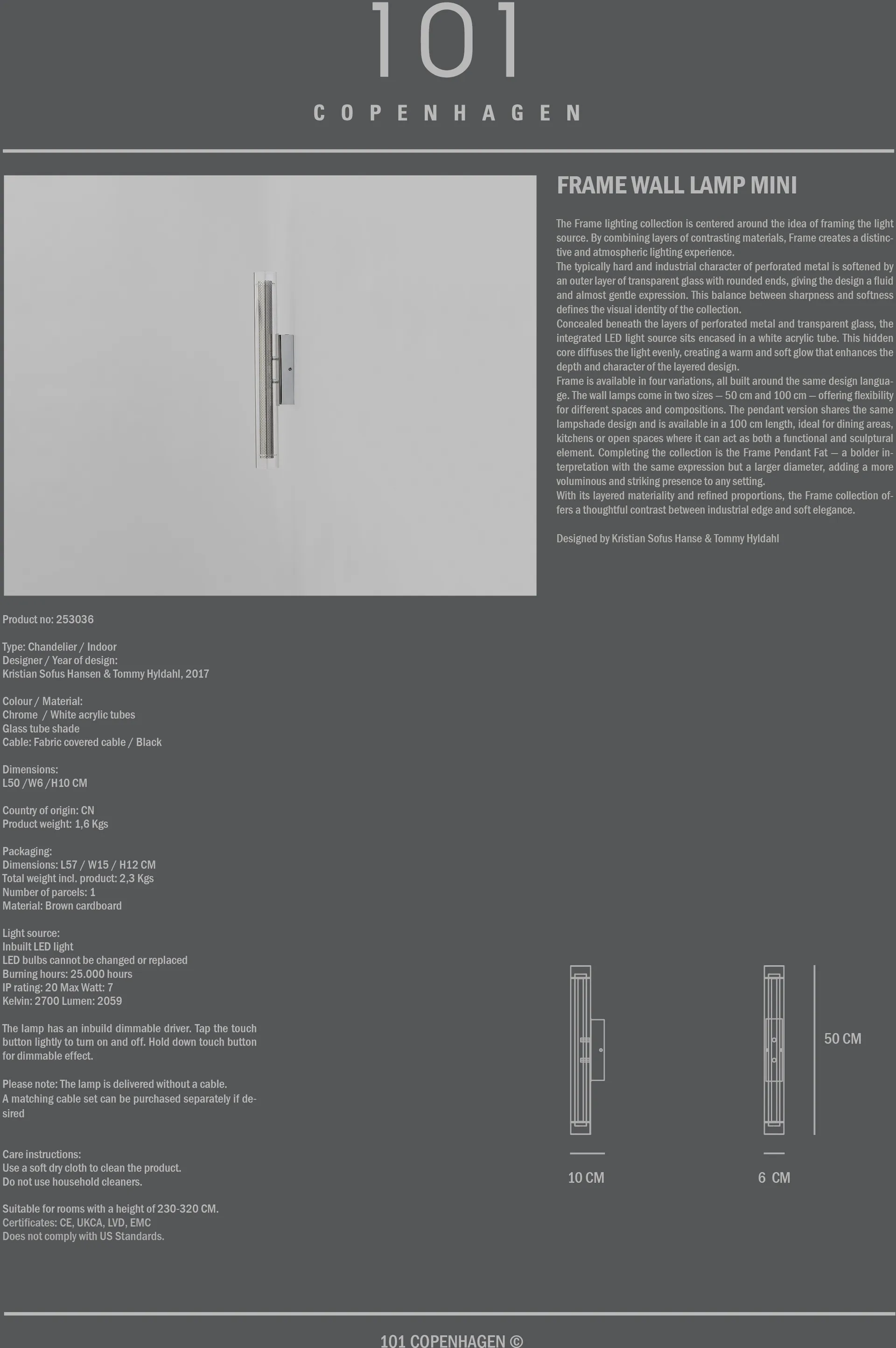 프레임 벽 조명 미니, Chrome 101 Copenhagen | 101 코펜하겐