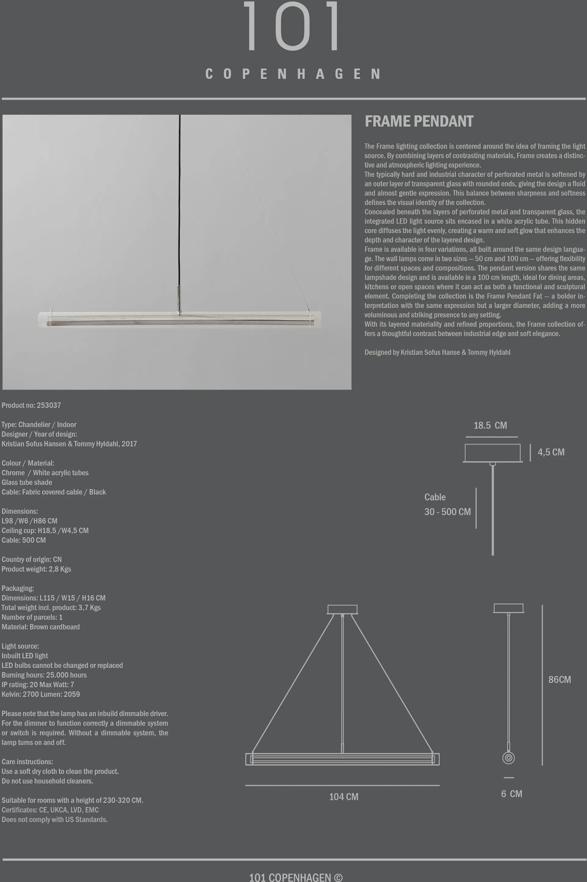 프레임 펜던트 조명, Chrome 101 Copenhagen | 101 코펜하겐