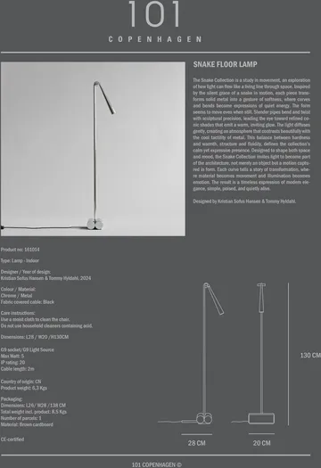 스네이크 플로어 조명 - Chrome - 101 Copenhagen | 101 코펜하겐