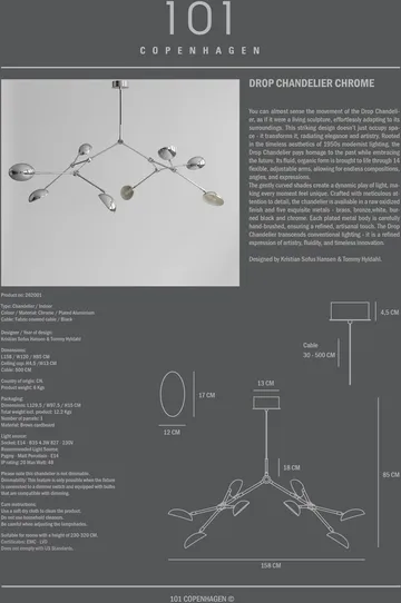 드롭 샹들리에 펜던트 조명 - Chrome - 101 Copenhagen | 101 코펜하겐