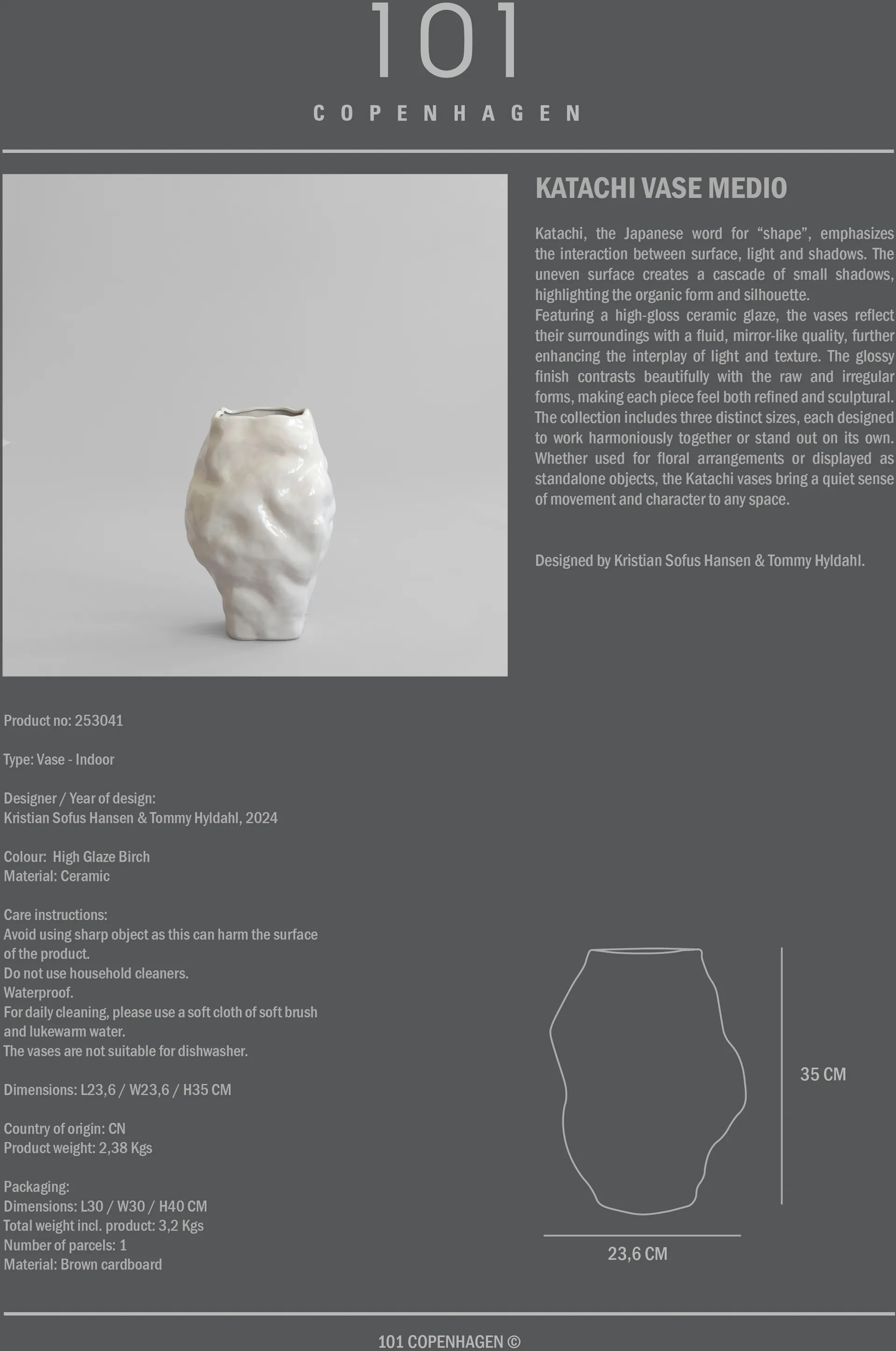카타치 화병 미듐, High glaze birch 101 Copenhagen | 101 코펜하겐