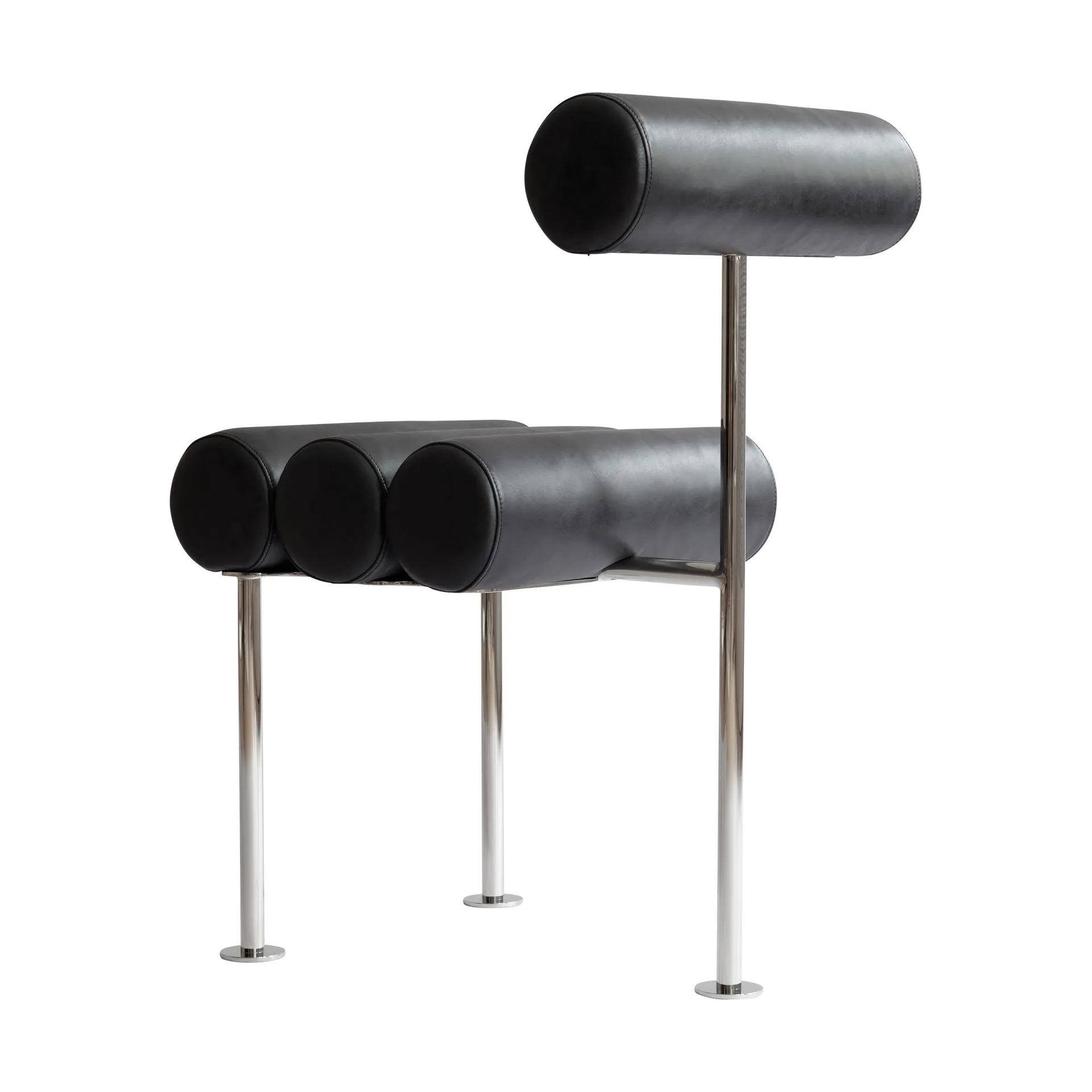 히로 다이닝 체어, Stainless steel-aniline leather black 101 Copenhagen | 101 코펜하겐