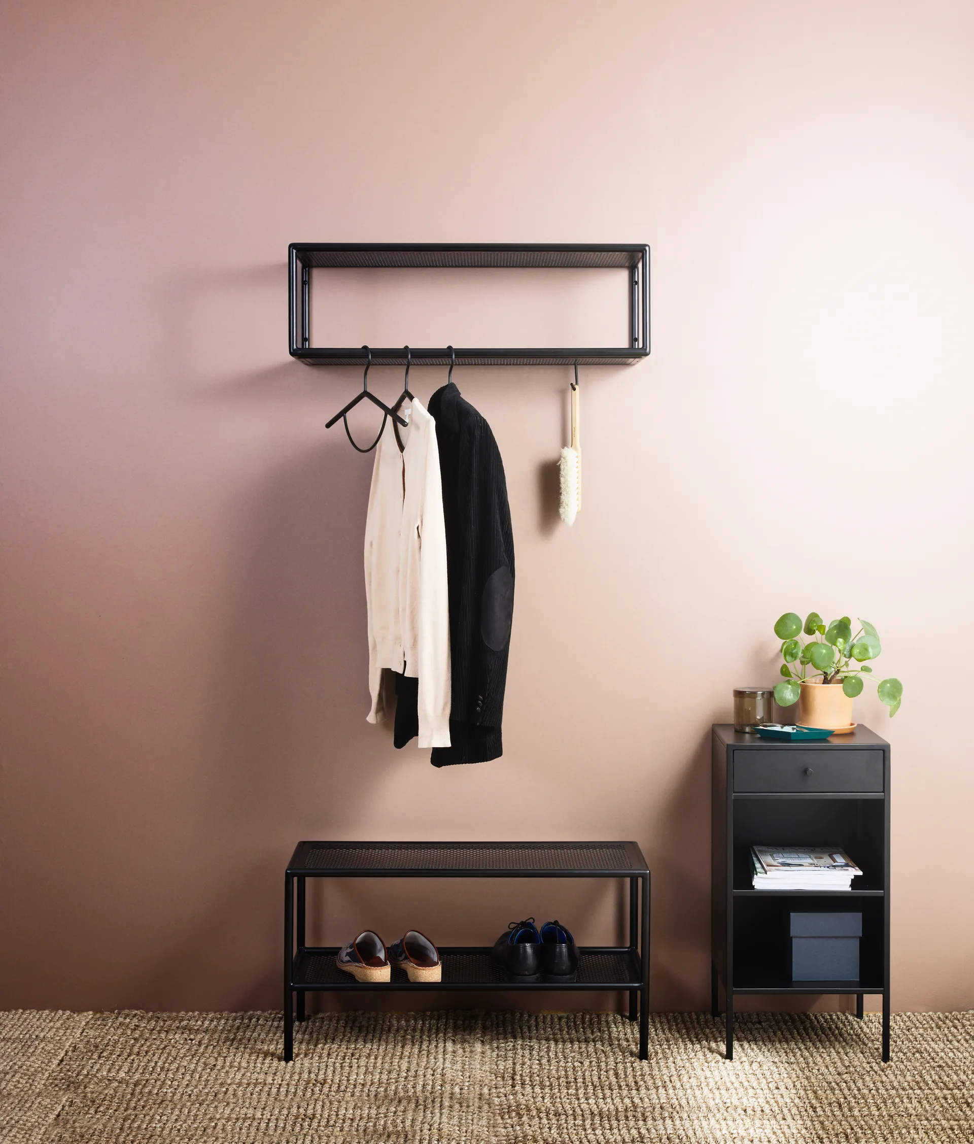 Hisso 모자 선반 & 6 후크, Black 1898