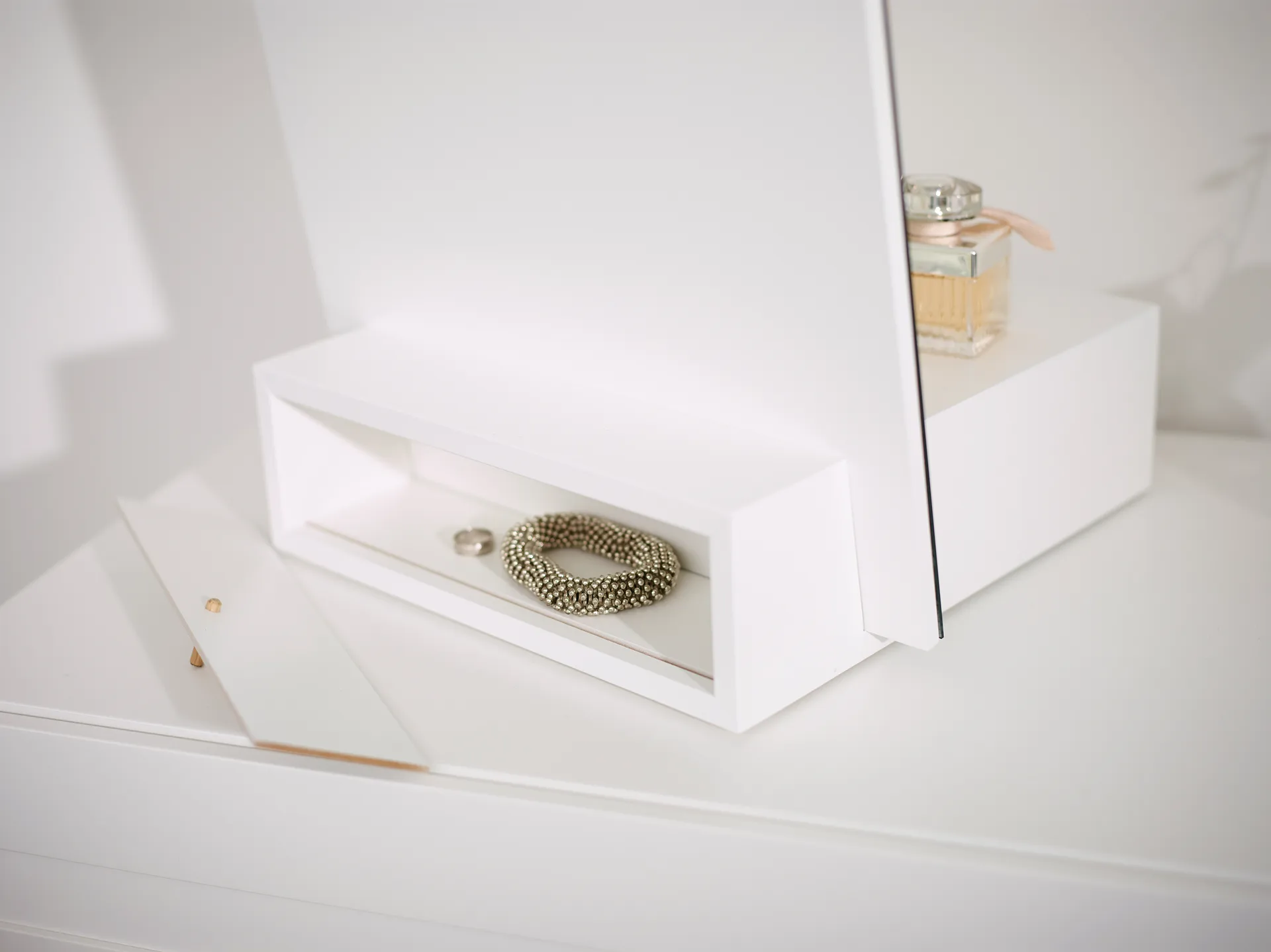 미 수납형 탁상 거울, White, 34x57x30 cm A2 | 에이투