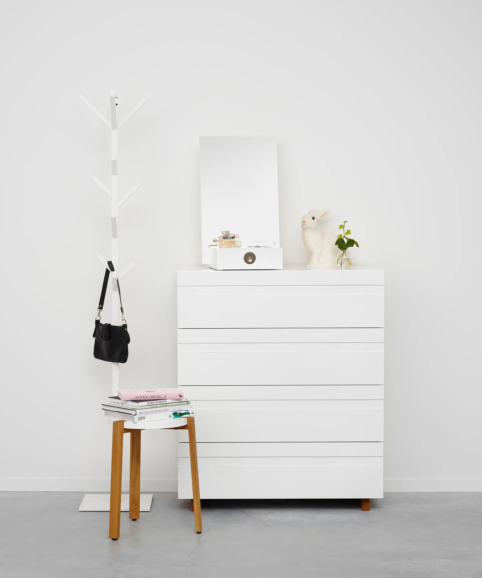 미 수납형 탁상 거울, White, 34x57x30 cm A2 | 에이투