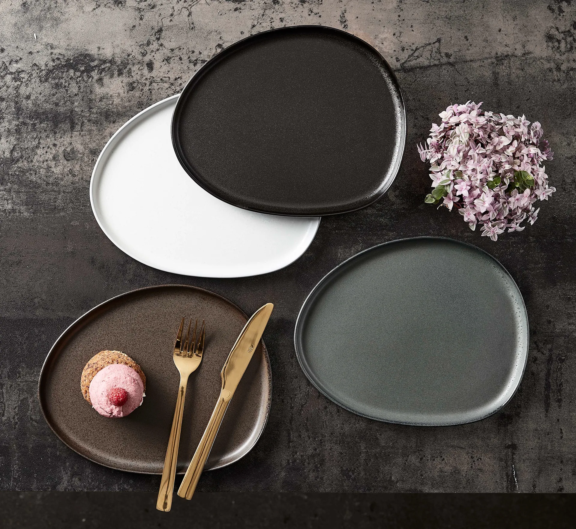 로 오가닉 런치 플레이트 24x21 cm, Titanium Black Aida | 아이다