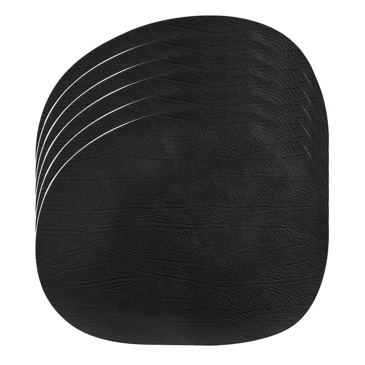 로 테이블매트 가죽 6개 세트 - Black, 41x33,5 cm - Aida | 아이다