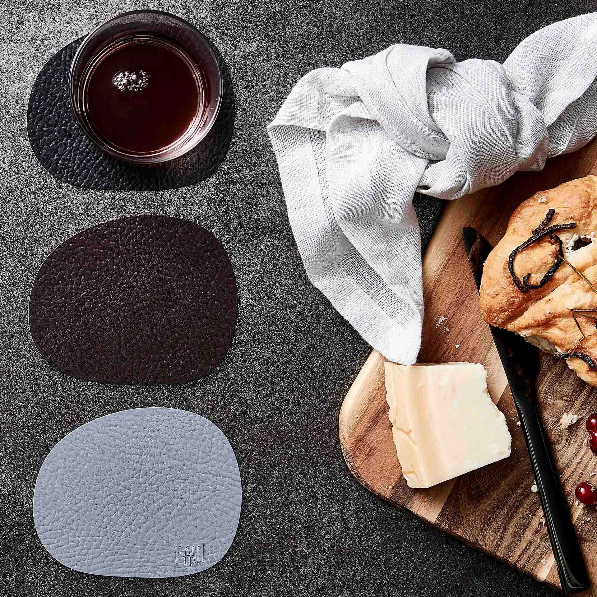 로 가죽 코스터 6개 세트, grey buffalo (grey) Aida | 아이다