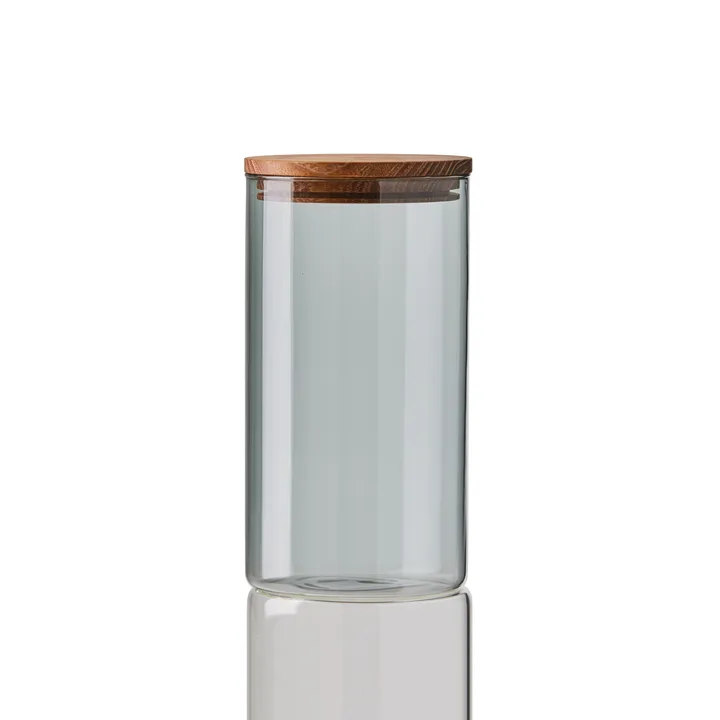로 유리 단지와 나무 마개 smoked grey - medium - Aida | 아이다