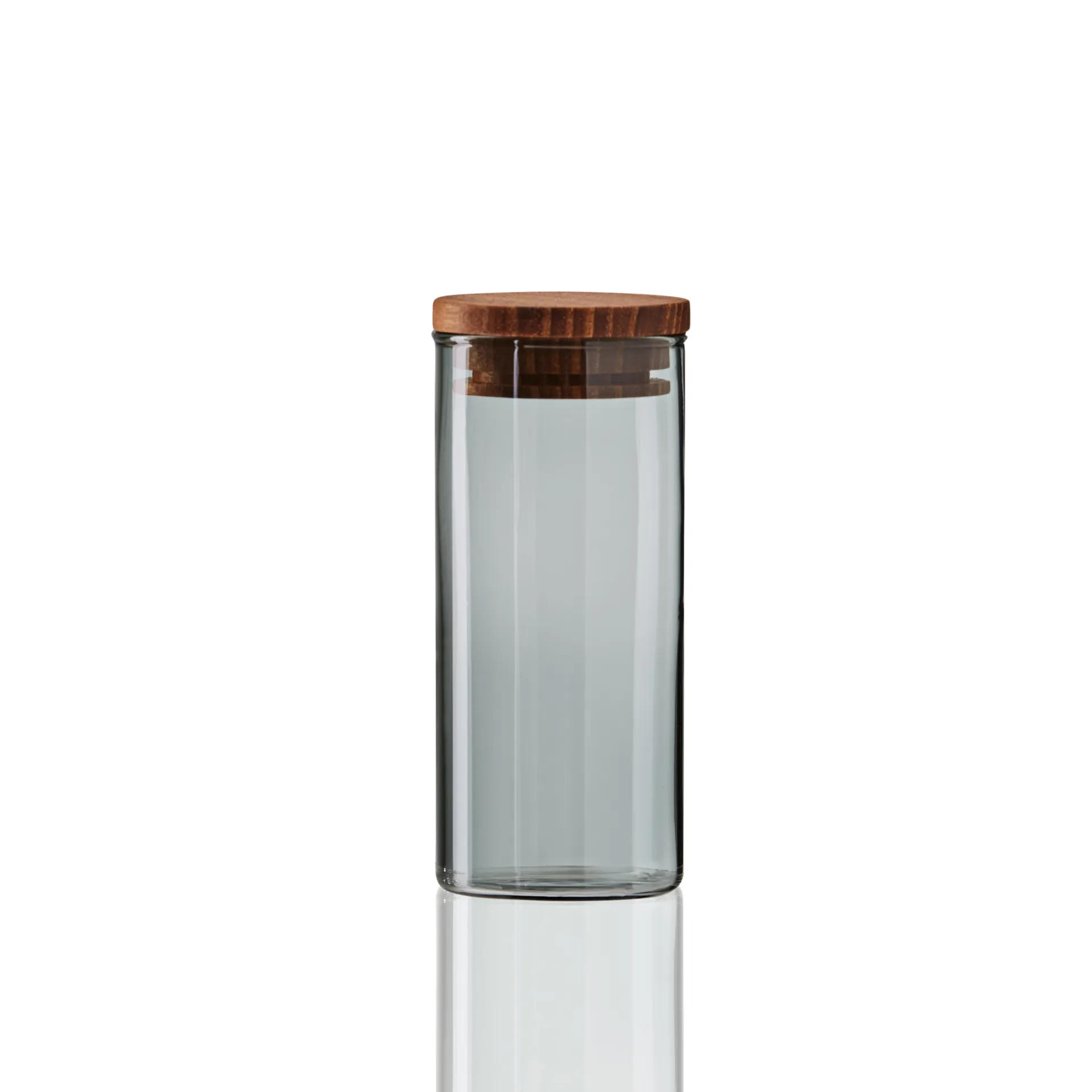 로 유리 단지와 나무 마개 smoked grey, mini Aida | 아이다
