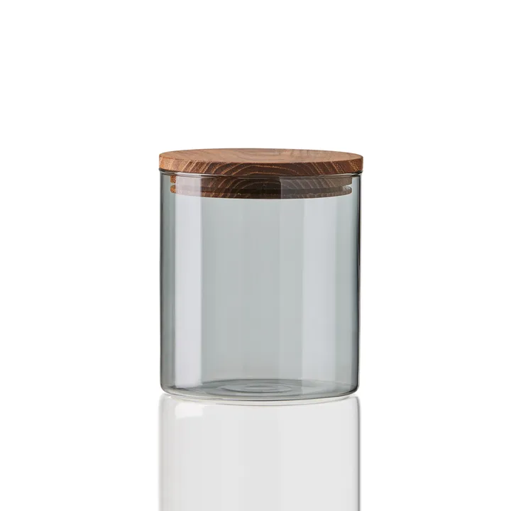 로 유리 단지와 나무 마개 smoked grey - small - Aida | 아이다