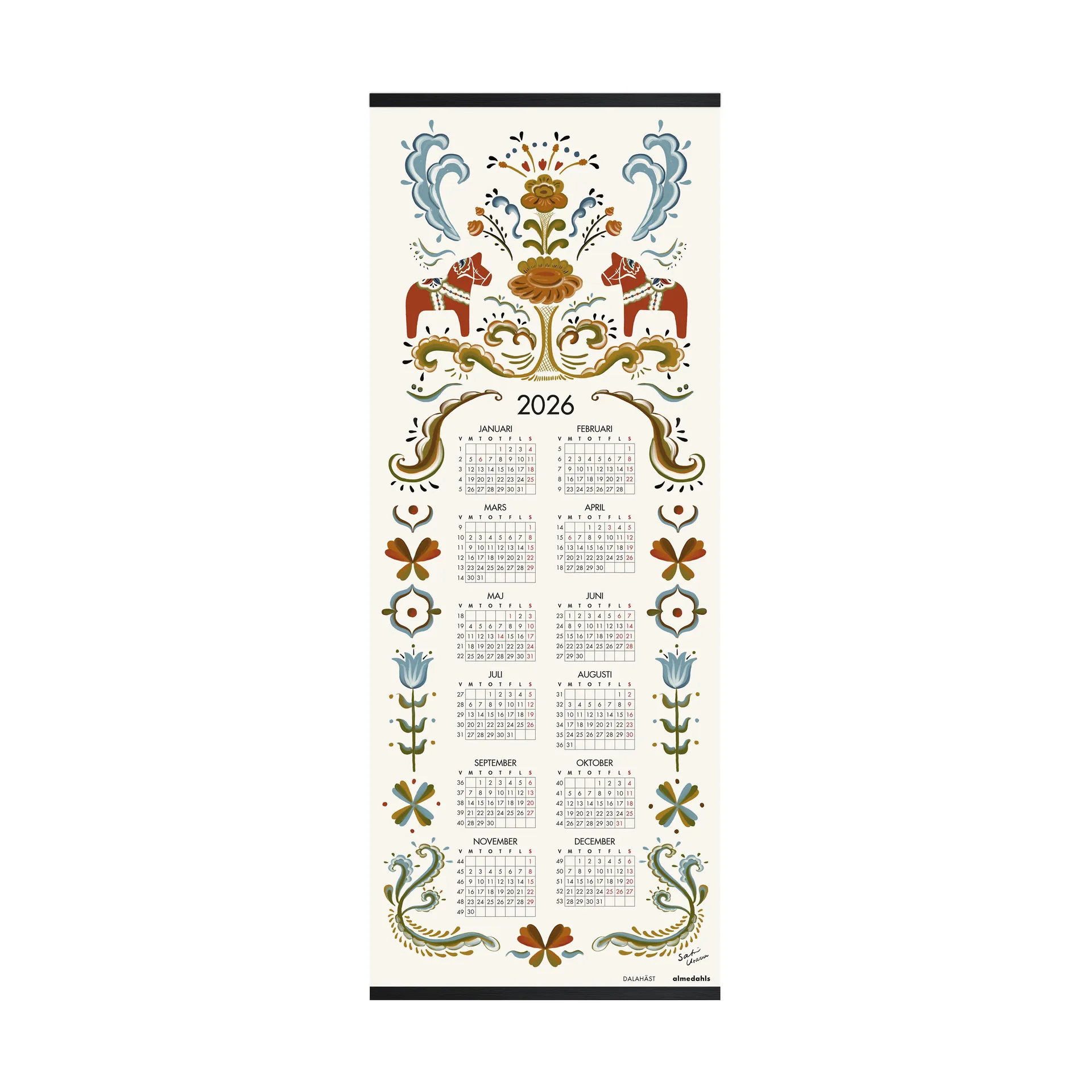 달라 홀스 캘린더 2026, 35x90 cm Almedahls | 알메달스