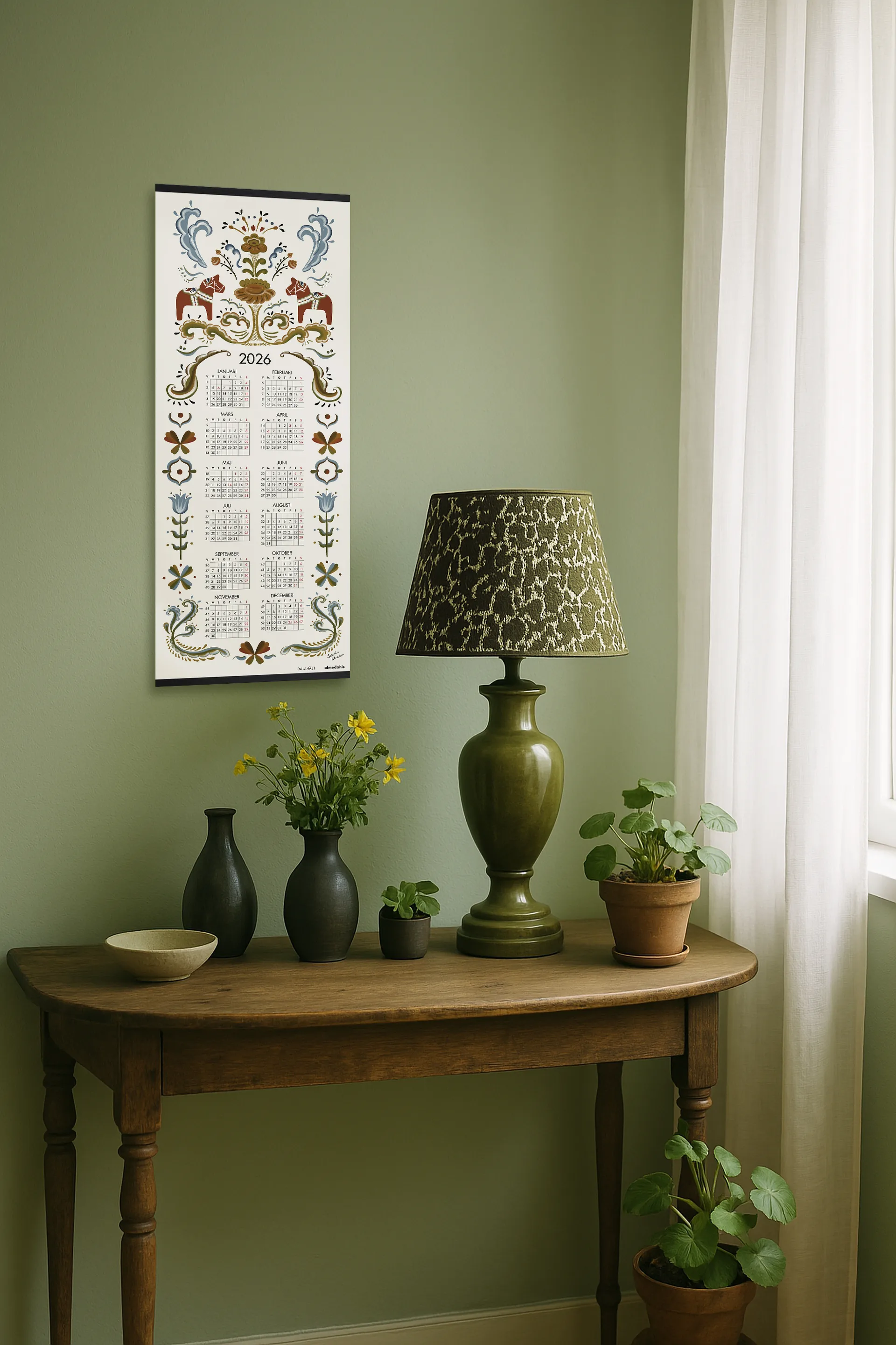 달라 홀스 캘린더 2026, 35x90 cm Almedahls | 알메달스