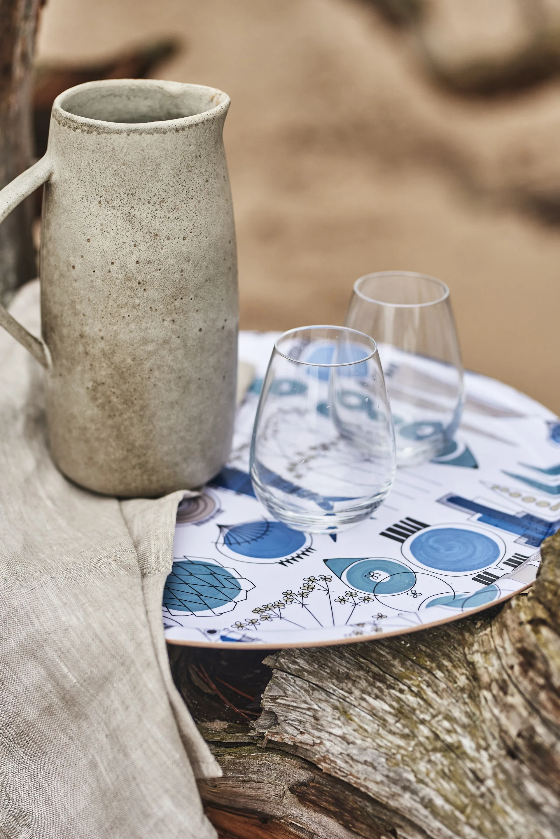 픽닉 트레이 Ø38 cm, Blue-beige Almedahls | 알메달스