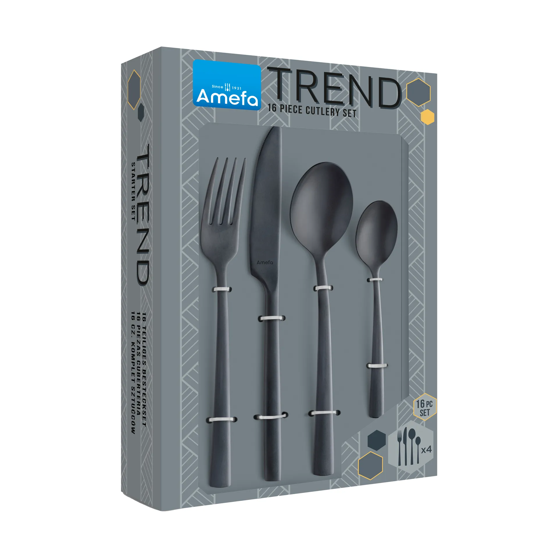 Manille Vintage 커트러리 세트 16 pieces, Black Amefa