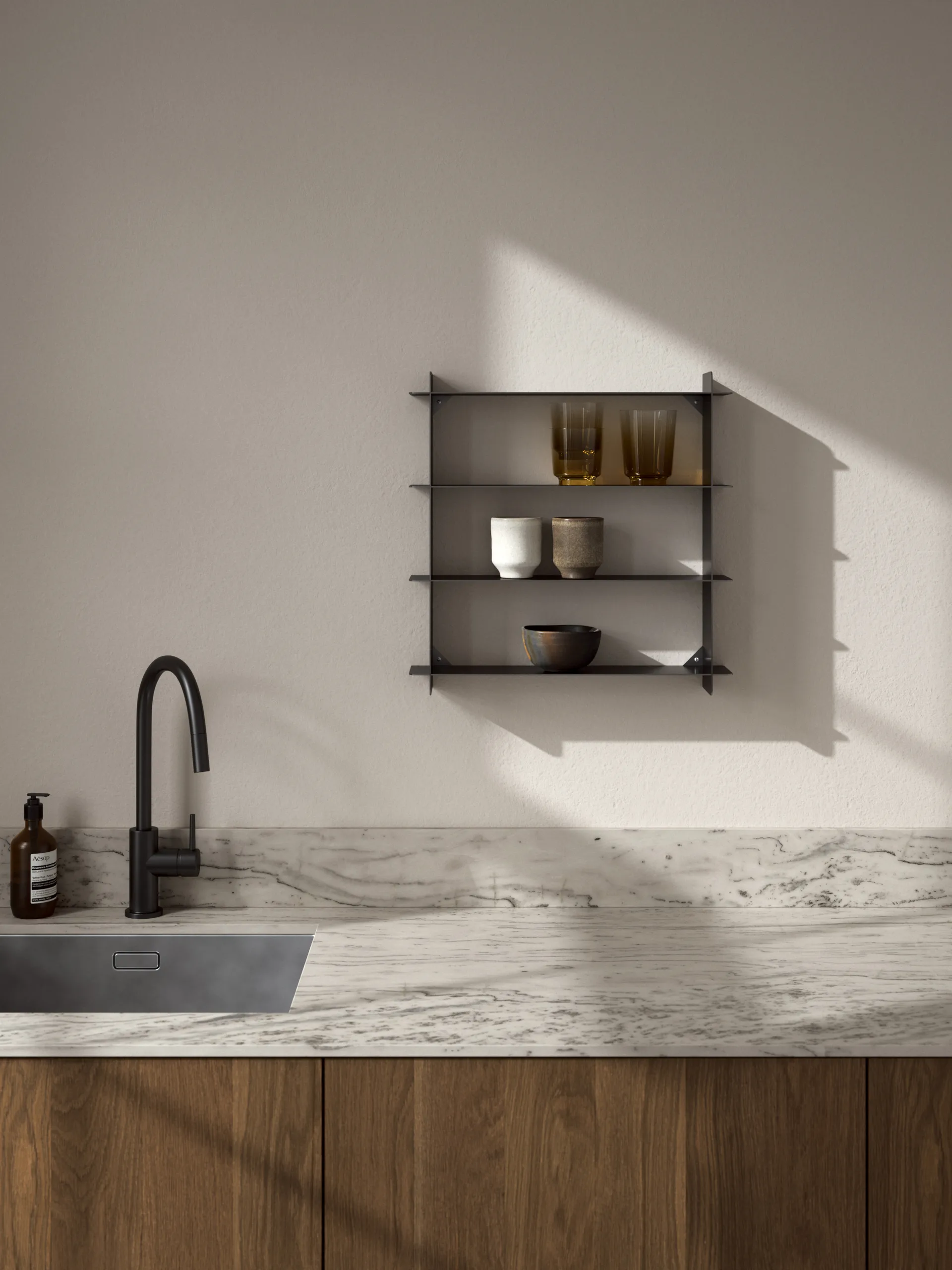 디비전 벽 선반, Black steel, 45x45x10 cm Andersen Furniture