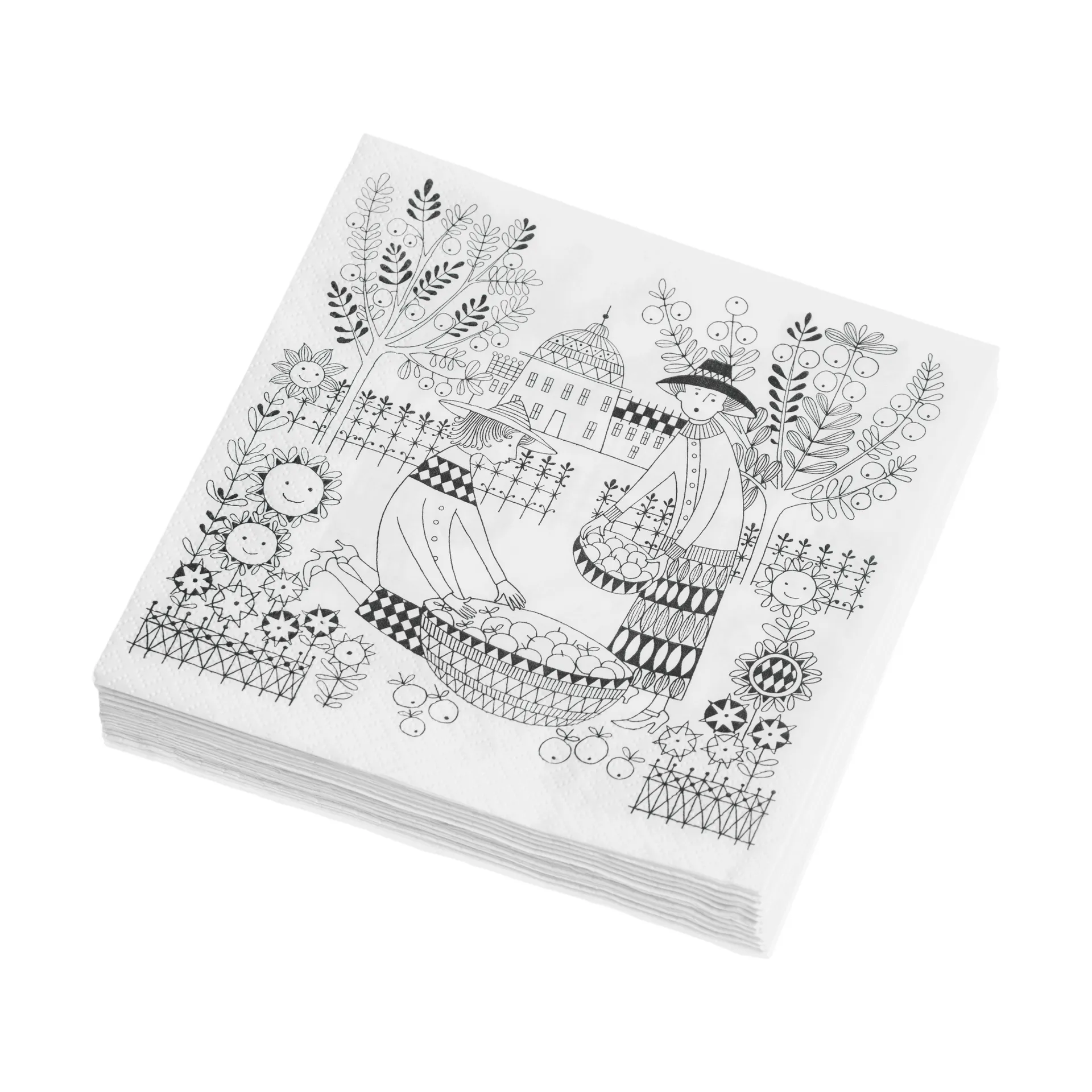 에밀리아 페이퍼 냅킨 33x33 cm 20개 세트, Black-white Arabia | 아라비아핀란드