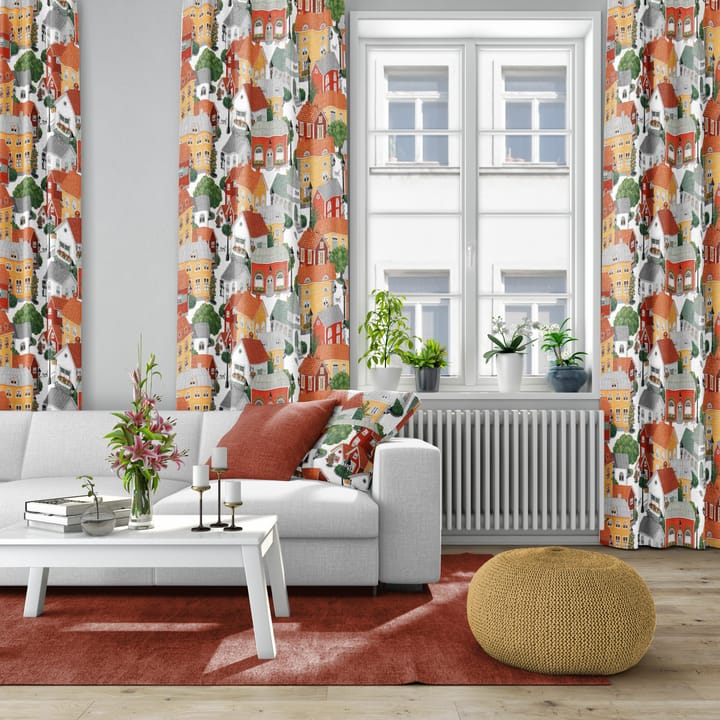 뤼케비 blommar 패브릭, Red-orange Arvidssons Textil | 아르빗손 텍스타일