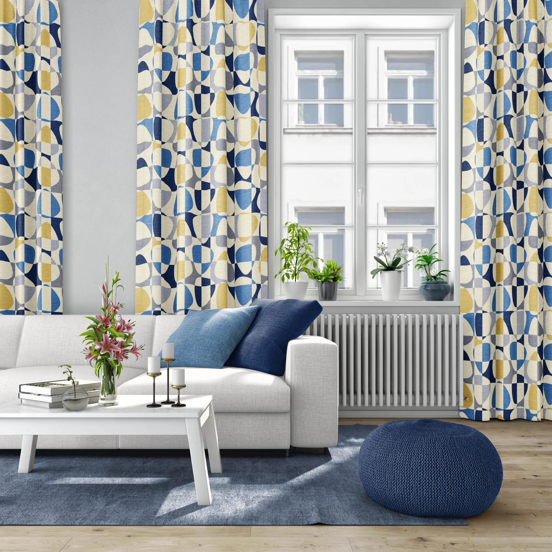 모자이크 패브릭, blue Arvidssons Textil | 아르빗손 텍스타일