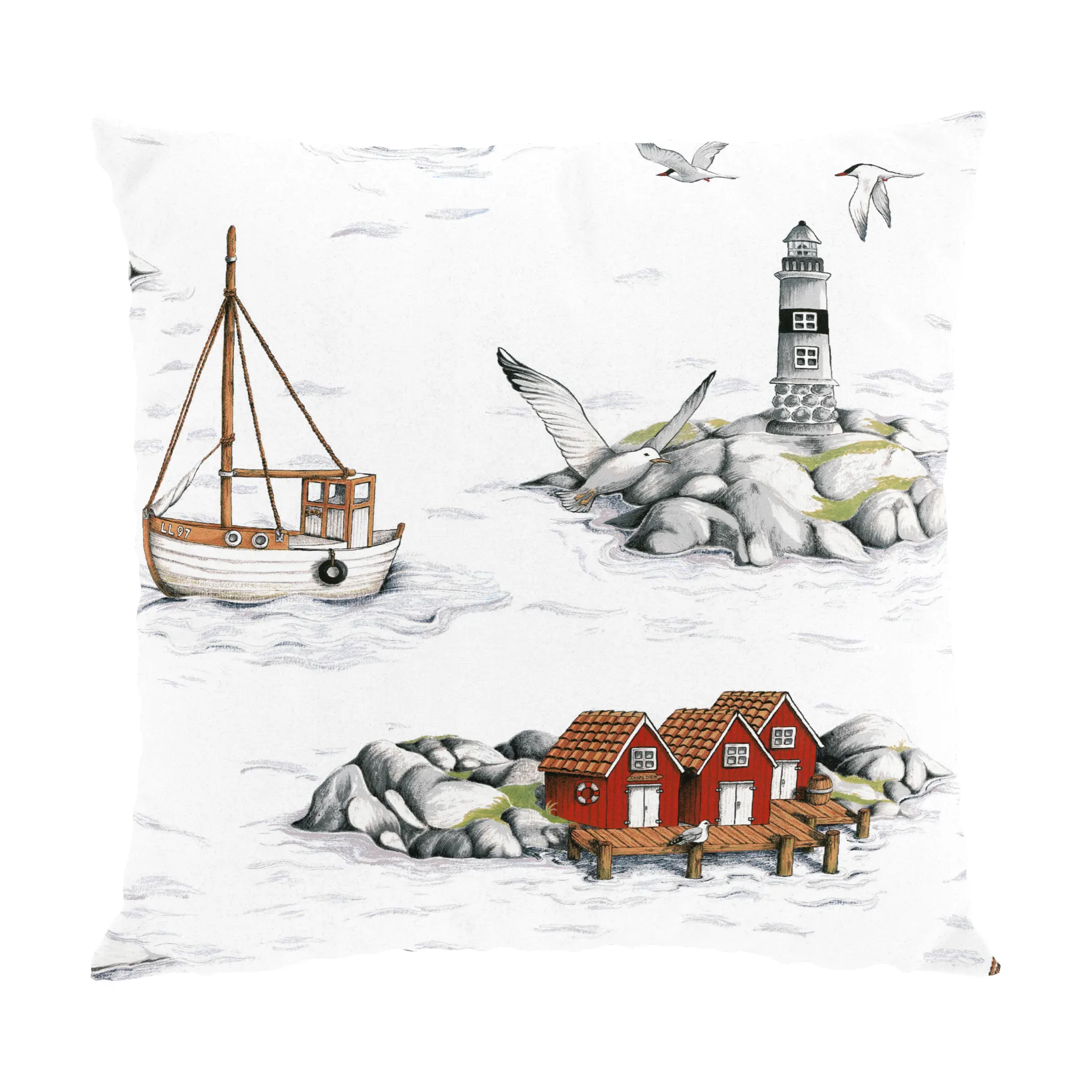 Fiskeskär 베개커버 47x47 cm, White Arvidssons Textil | 아르빗손 텍스타일