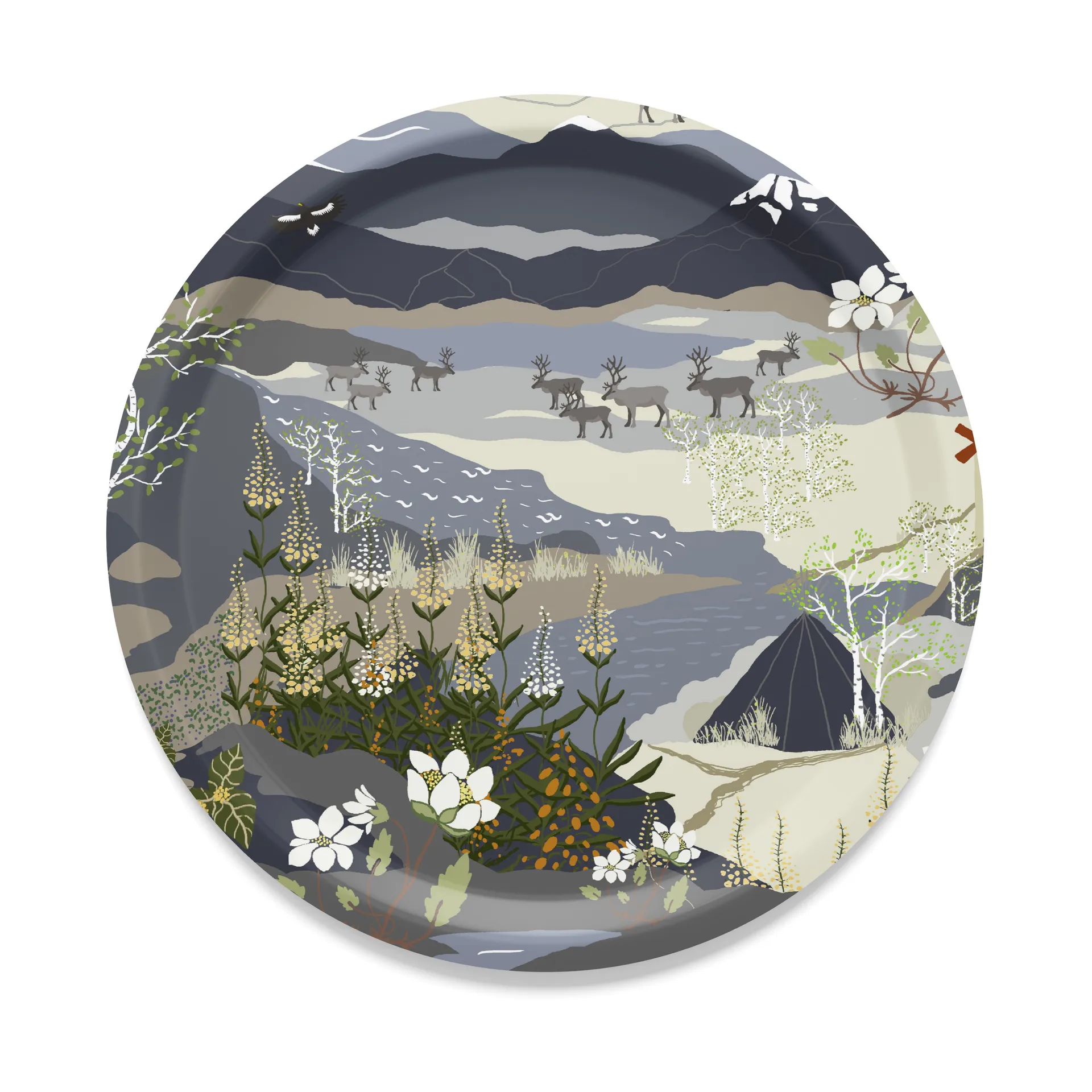 Fjallvandring 트레이 Ø31 cm, Blue Arvidssons Textil | 아르빗손 텍스타일