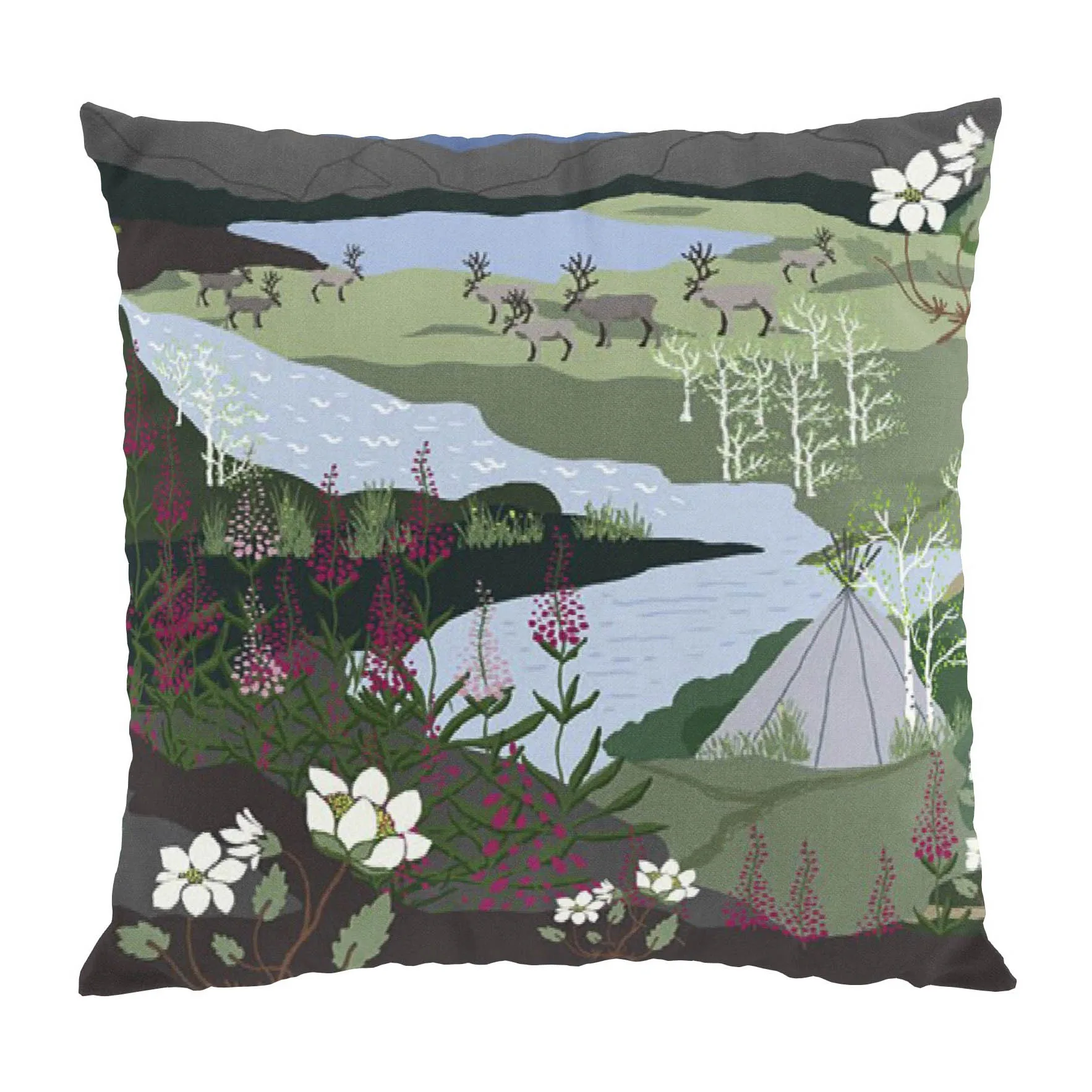 Fjallvandring 쿠션커버 47x47 cm, Blue-green Arvidssons Textil | 아르빗손 텍스타일