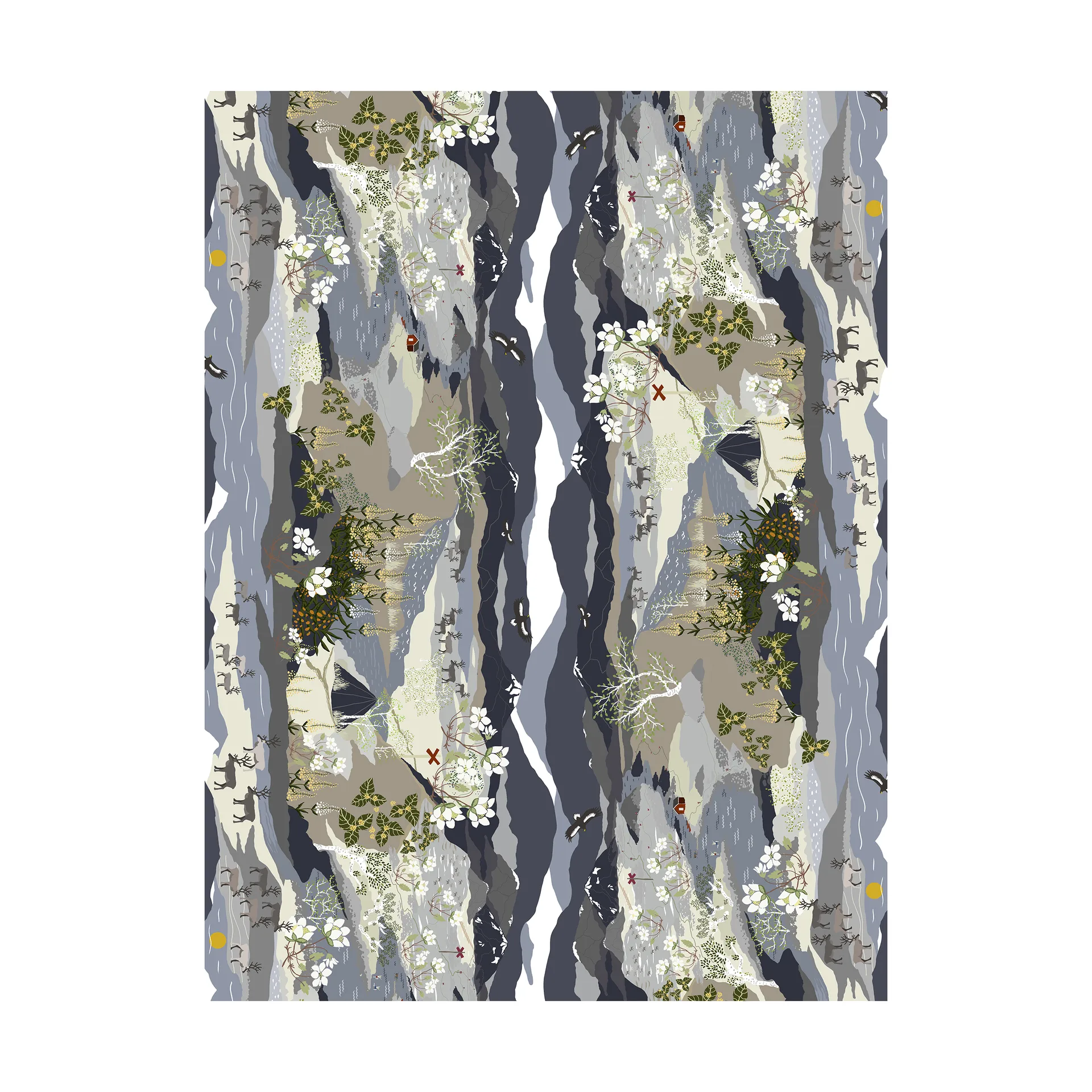 Fjällvandring 오일클로스, Blue Arvidssons Textil | 아르빗손 텍스타일