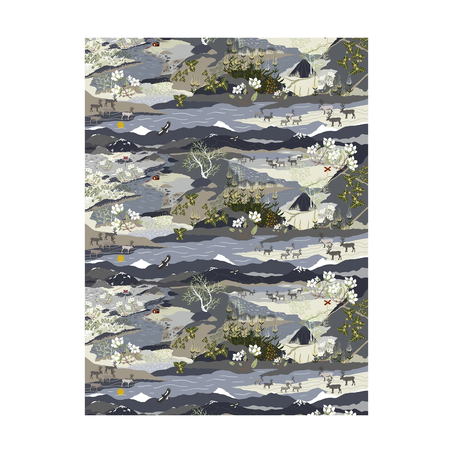 Fjällvandring 오일클로스, Blue Arvidssons Textil | 아르빗손 텍스타일