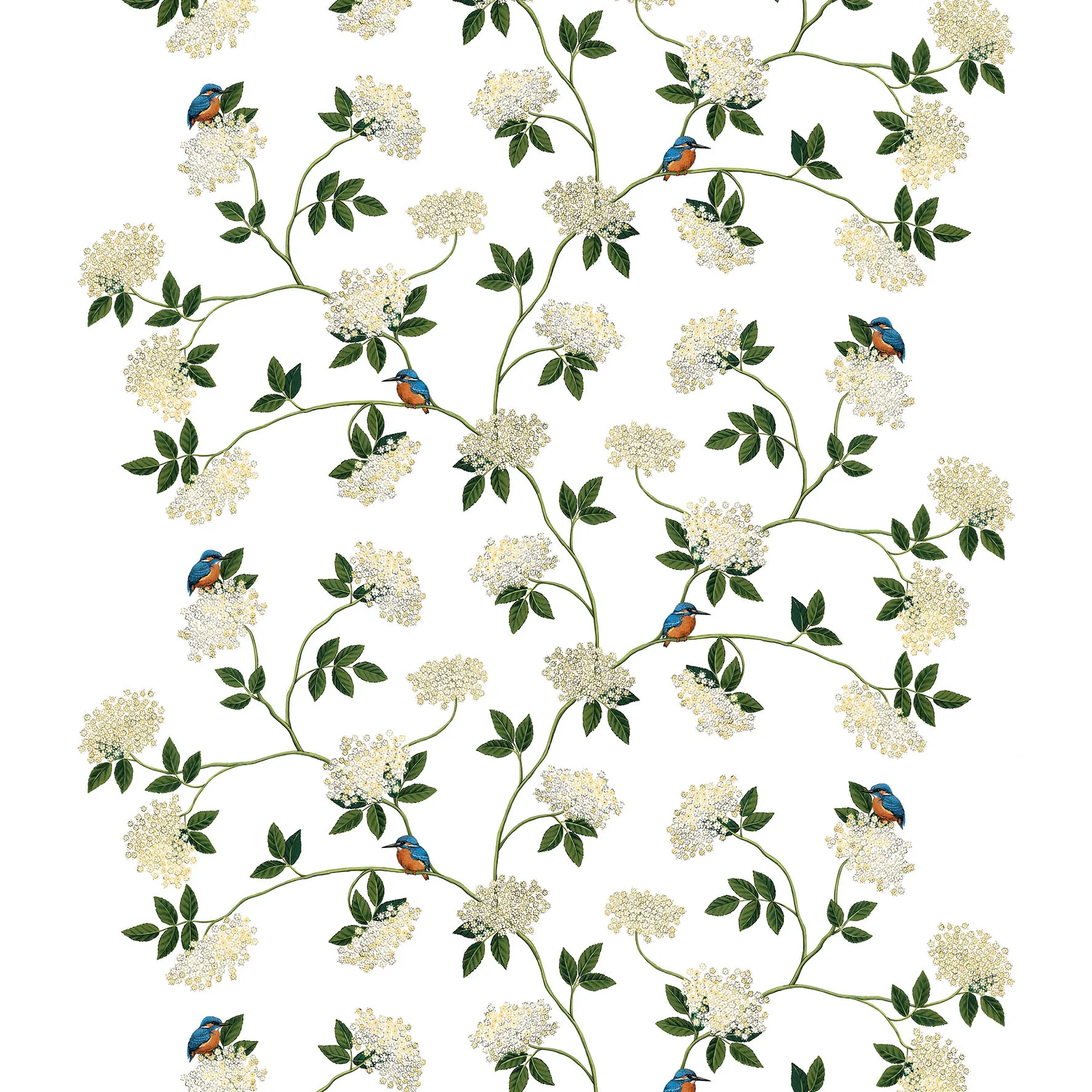 Kungsfiskaren 패브릭, white Arvidssons Textil | 아르빗손 텍스타일