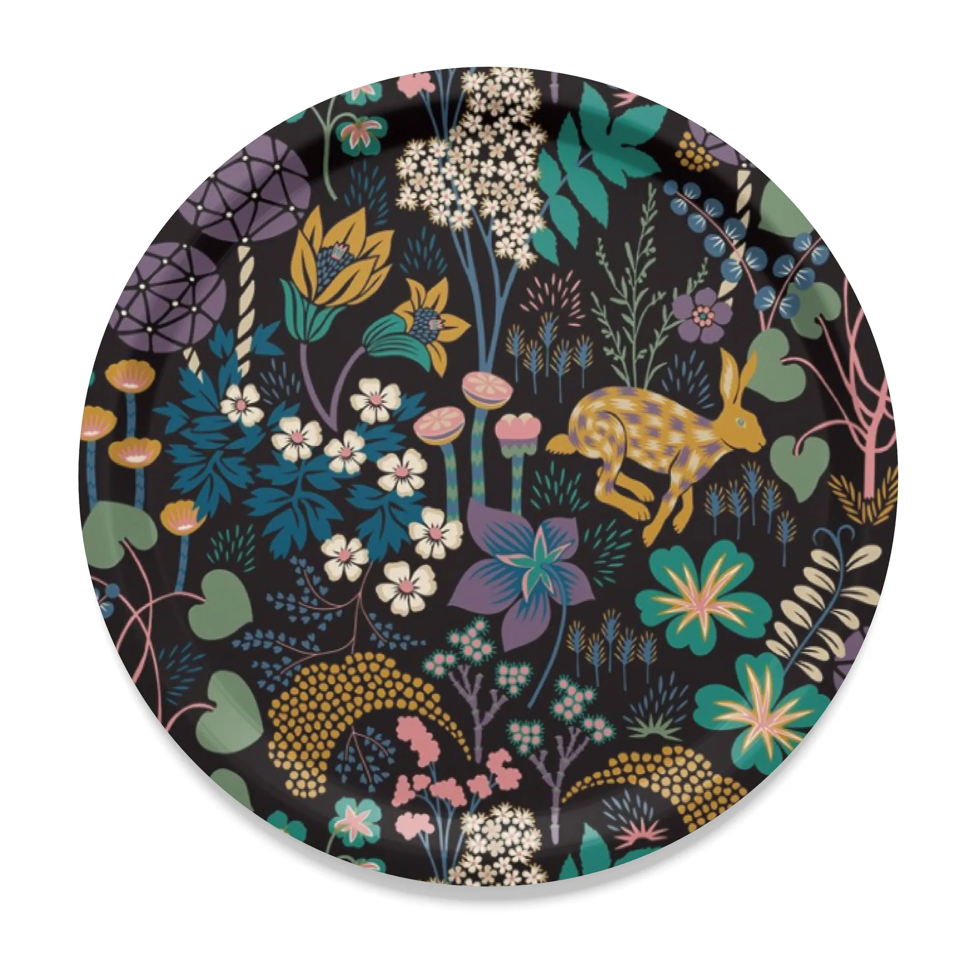 Lyckeflykt 트레이 Ø31 cm, Black Arvidssons Textil | 아르빗손 텍스타일