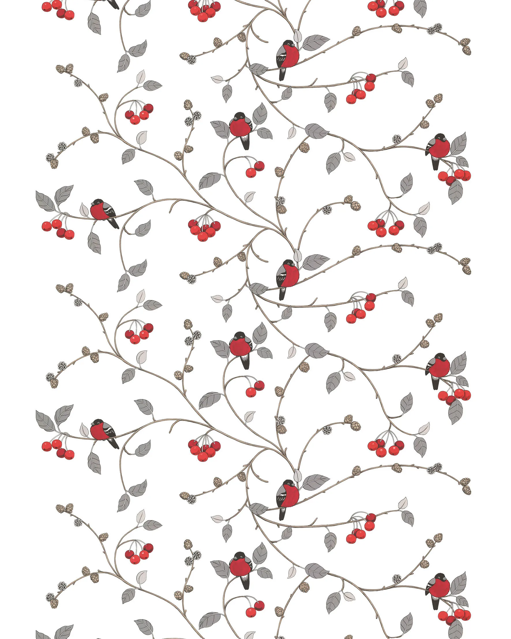 Paradisäpplen 패브릭, Off white-grey-red Arvidssons Textil | 아르빗손 텍스타일