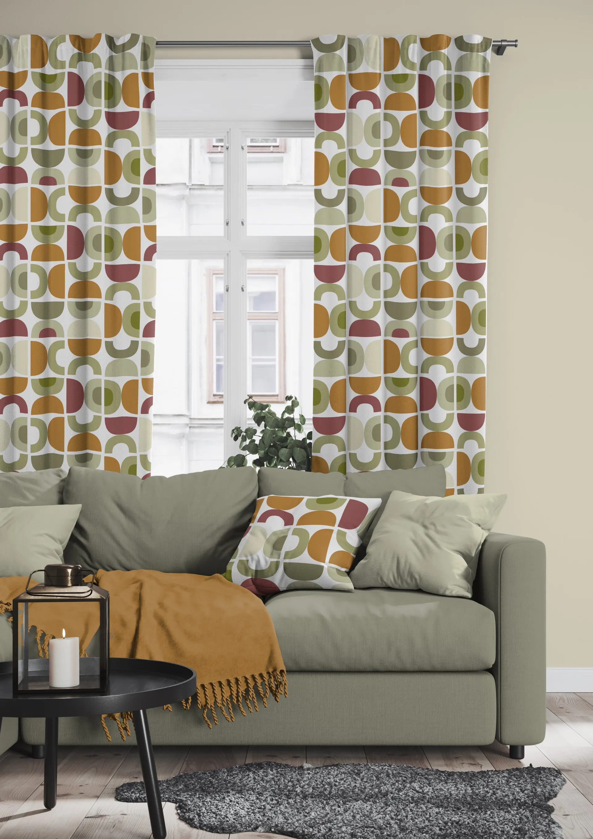 Spiral Dance 패브릭 클로스, Beige Arvidssons Textil | 아르빗손 텍스타일