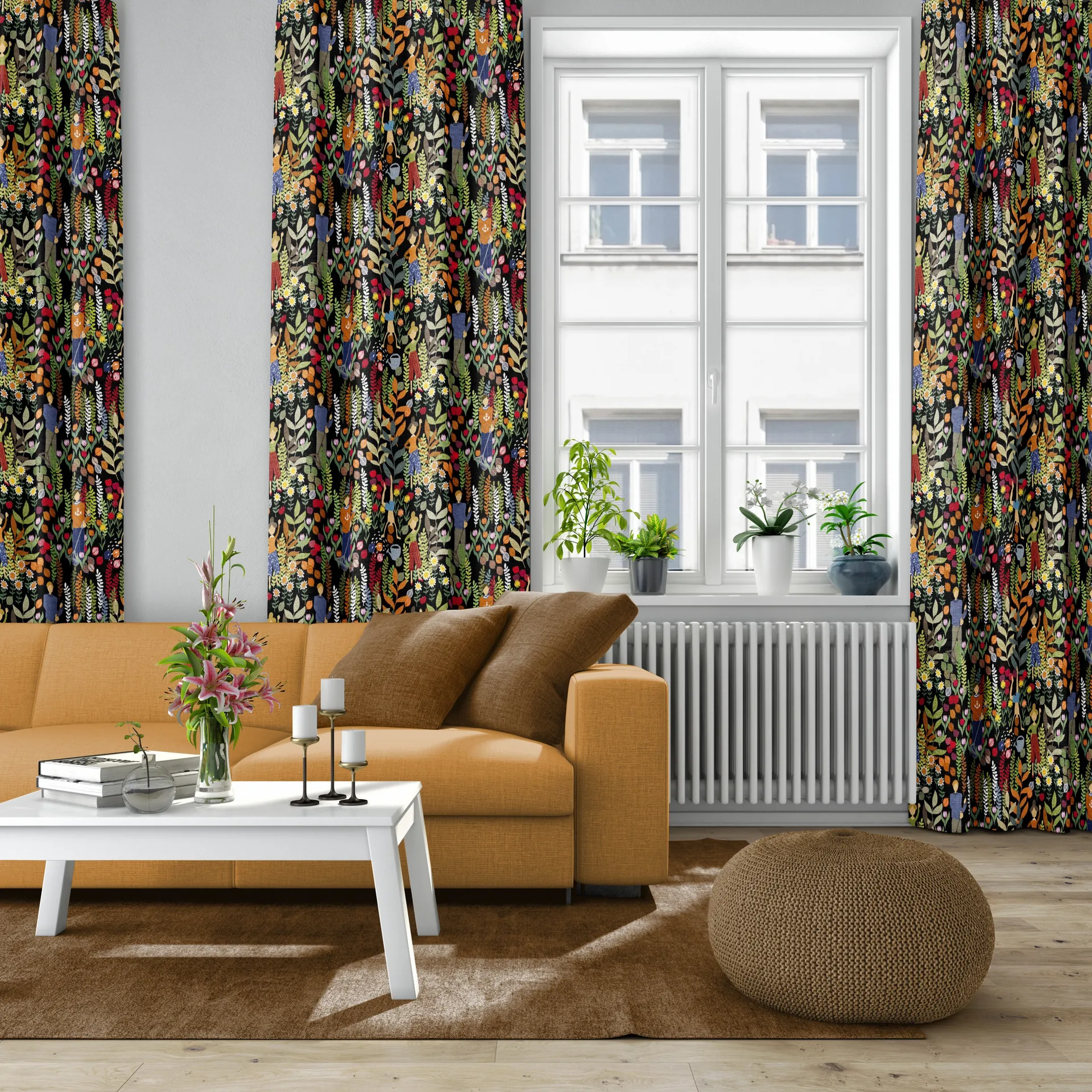 Trädgård 패브릭, black-multi Arvidssons Textil | 아르빗손 텍스타일