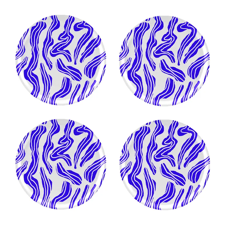 Sudd 코스터 Ø11 cm 4개 세트, Blue-white Åry Home | 오리 홈