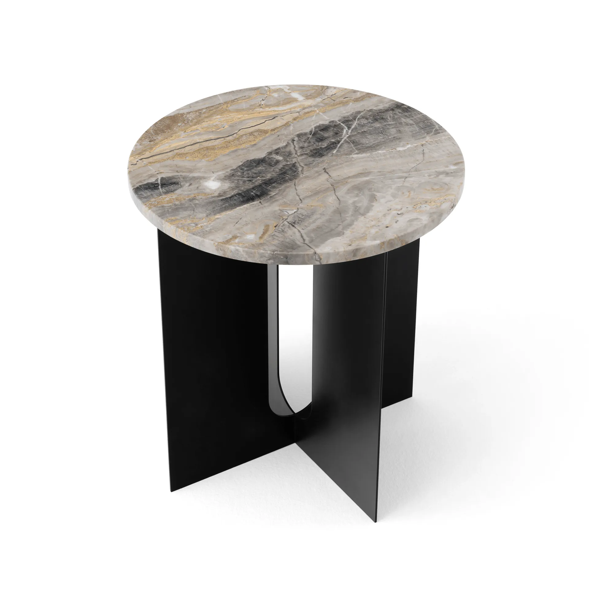 Androgyne 사이드 테이블, Grey Galaxy marble-black steel, Ø42 cm Audo Copenhagen | 오도 코펜하겐