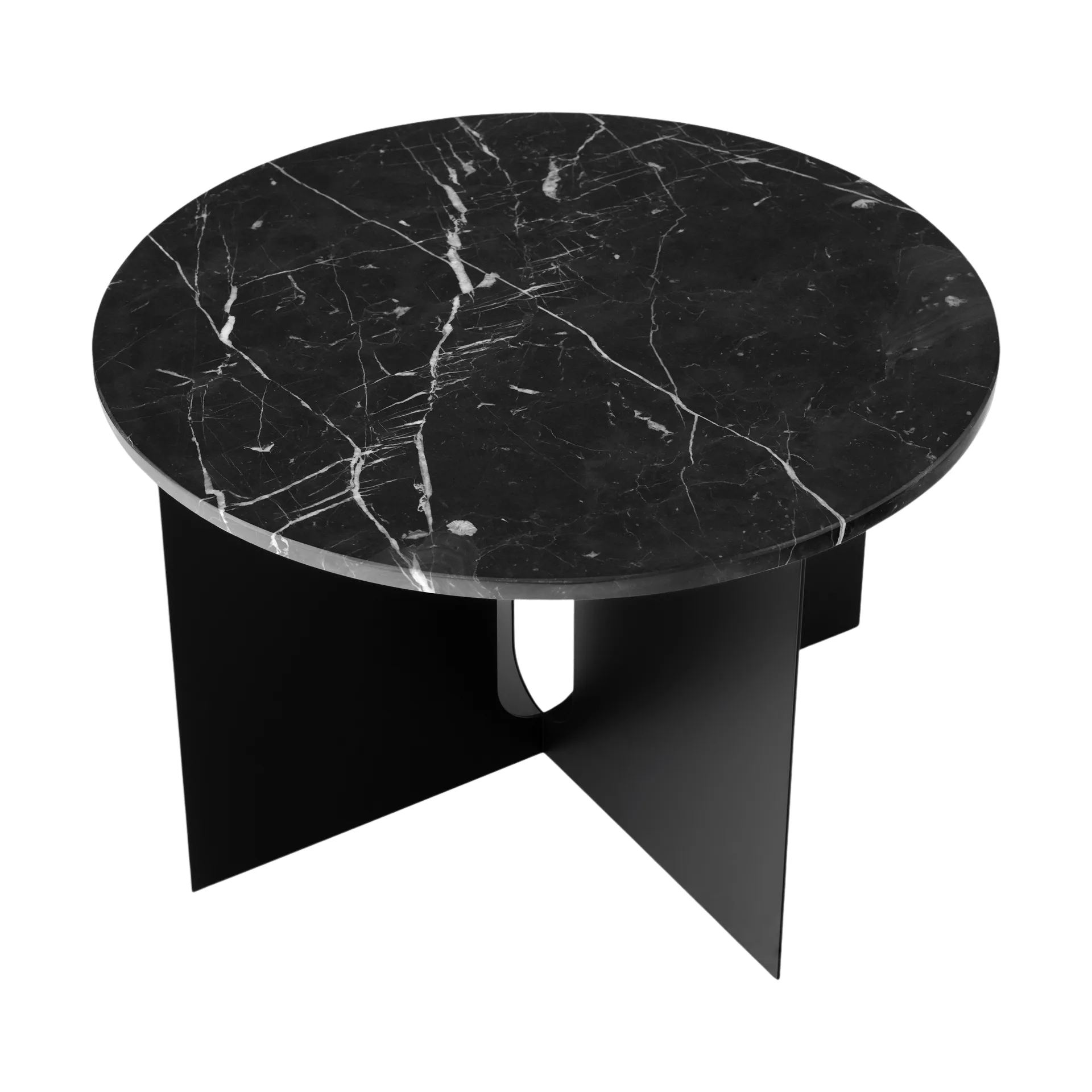 Androgyne 사이드 테이블, Nero Marquina 대리석-블랙 스테인리스 스틸, Ø65 cm Audo Copenhagen | 오도 코펜하겐