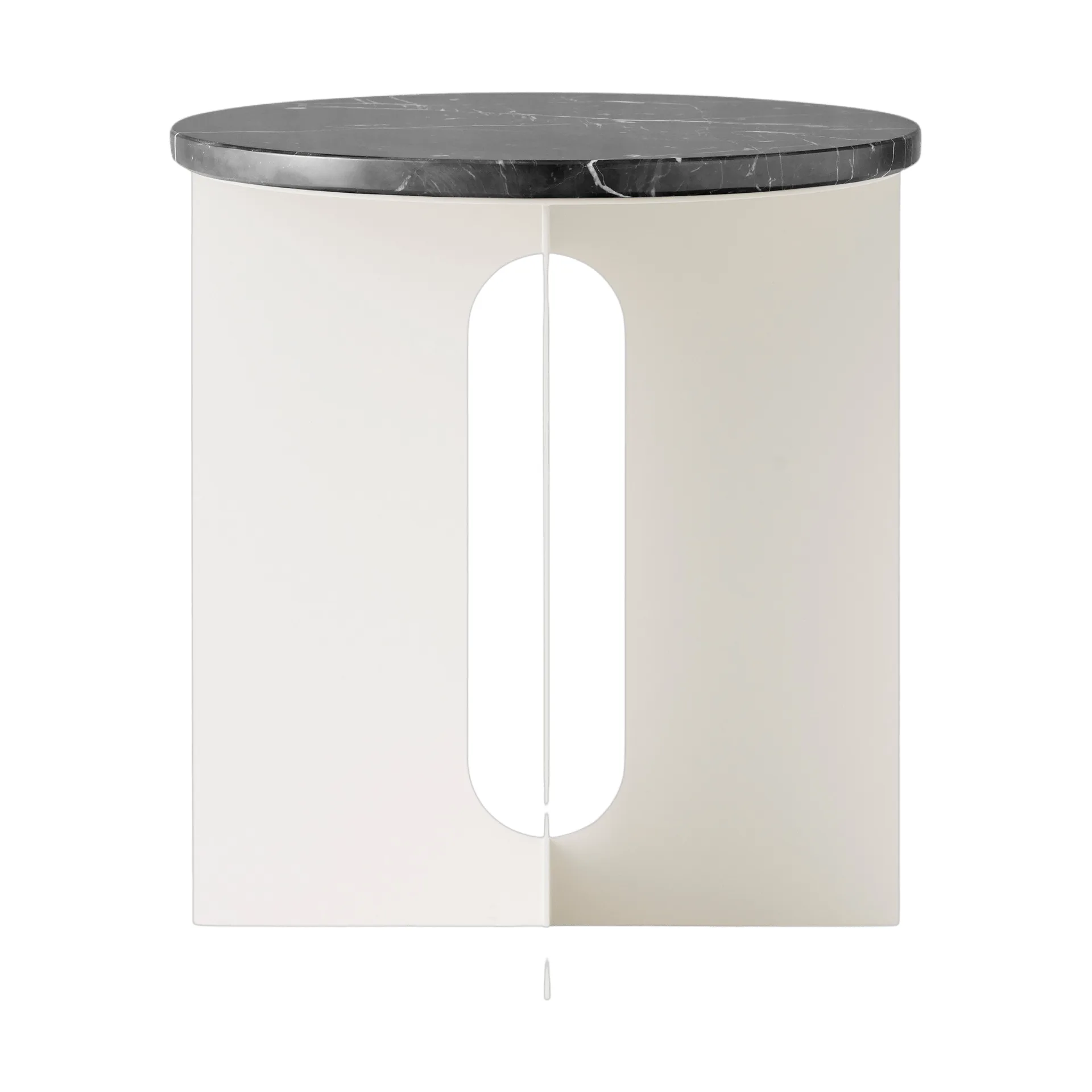 Androgyne 사이드 테이블, Nero Marquina 대리석-Ivory 스틸, Ø42 cm Audo Copenhagen | 오도 코펜하겐