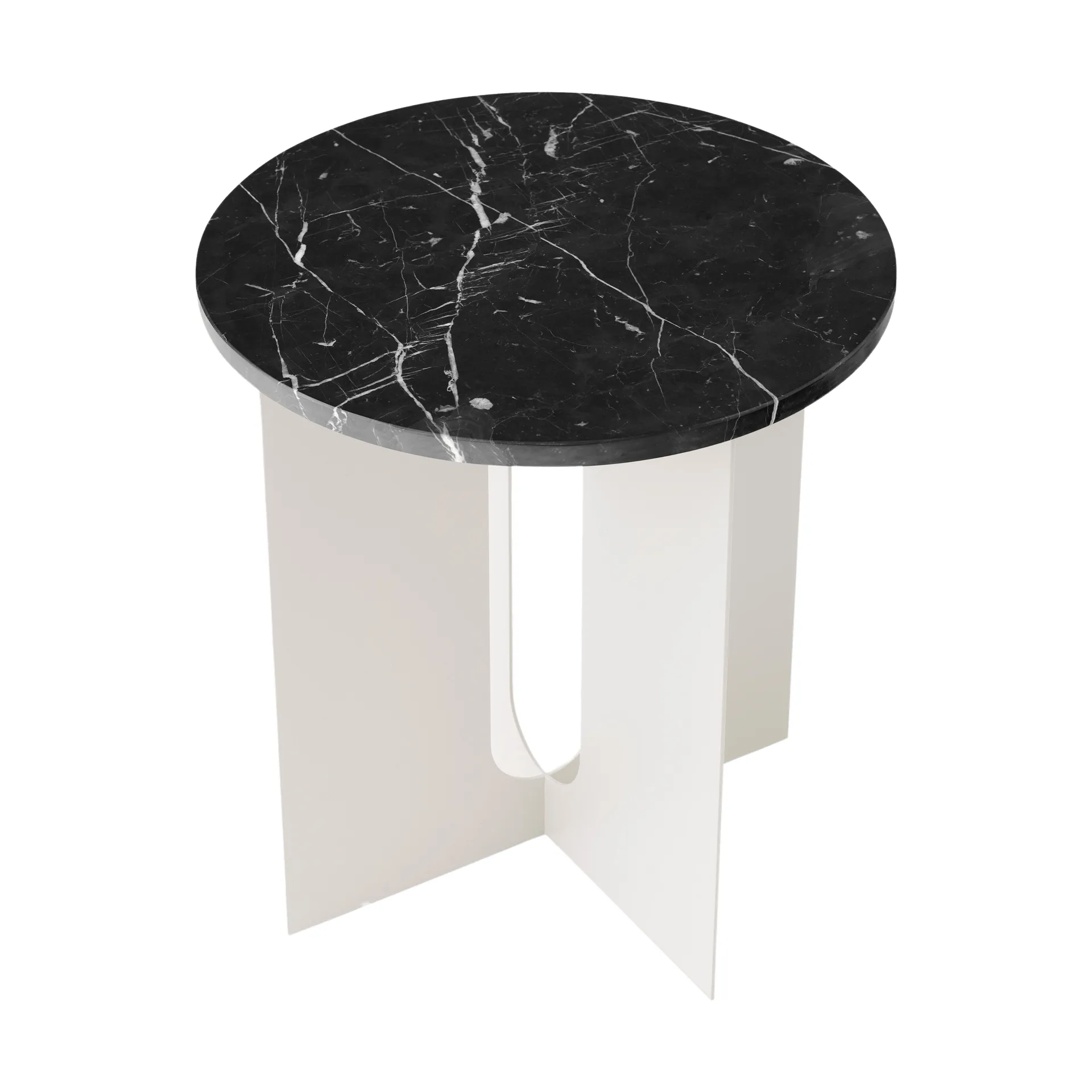 Androgyne 사이드 테이블, Nero Marquina 대리석-Ivory 스틸, Ø42 cm Audo Copenhagen | 오도 코펜하겐
