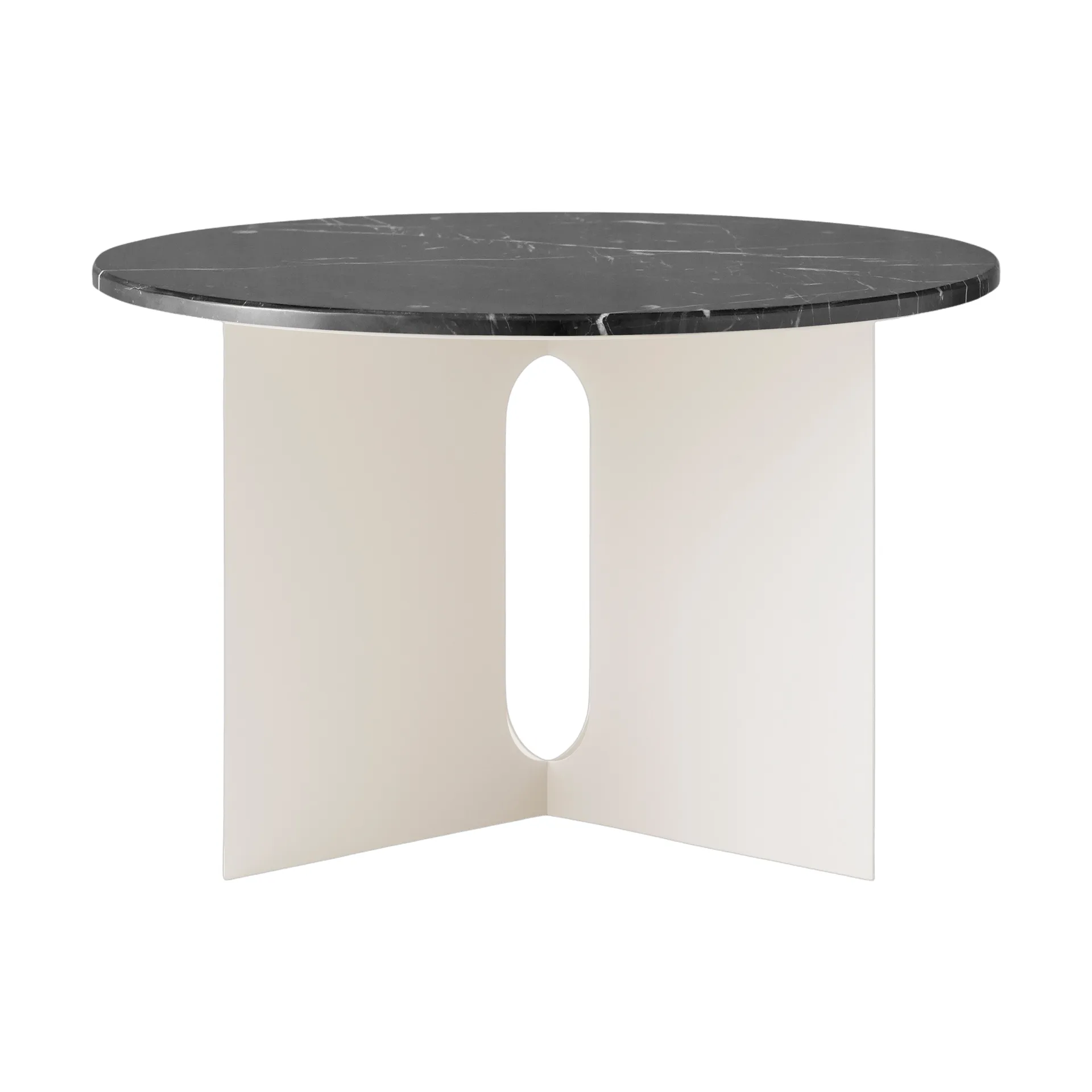 Androgyne 사이드 테이블, Nero Marquina 마블-ivory 스테인리스 스틸, Ø65 cm Audo Copenhagen | 오도 코펜하겐