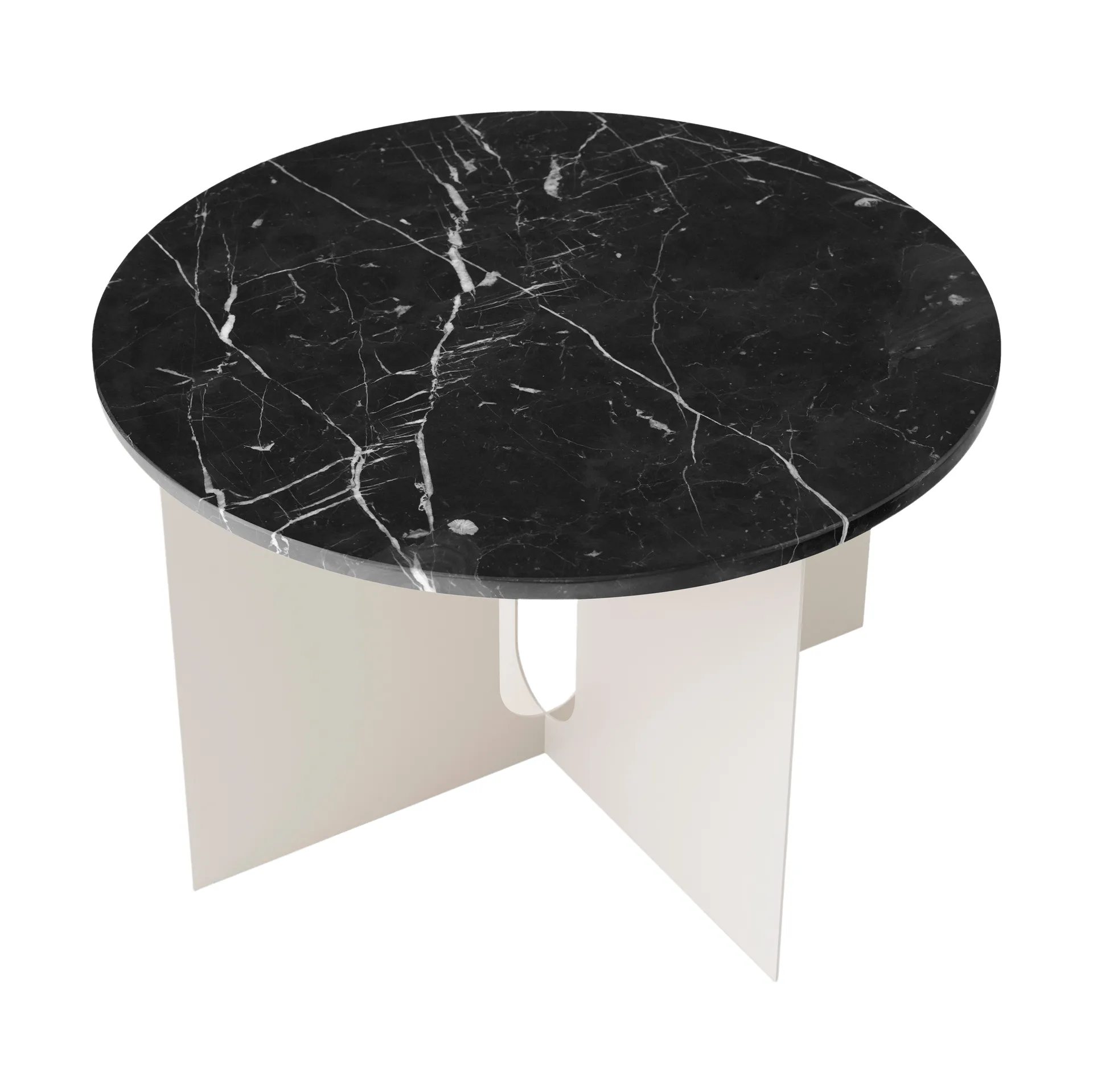 Androgyne 사이드 테이블, Nero Marquina 마블-ivory 스테인리스 스틸, Ø65 cm Audo Copenhagen | 오도 코펜하겐