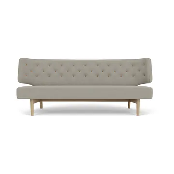 Radiohus 소파 풀 업홀스터드 RE-WOOL PC1T Global HR BUTTONS Vegetal 4-Legs Base - Re-wool 218-natural oak, leather buttons, 2-seater - Audo Copenhagen | 오도 코펜하겐