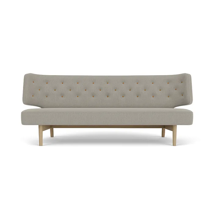 Radiohus 소파 풀 업홀스터드 RE-WOOL PC1T Global HR BUTTONS Vegetal 4-Legs Base - Re-wool 218-natural oak, leather buttons, 2-seater - Audo Copenhagen | 오도 코펜하겐