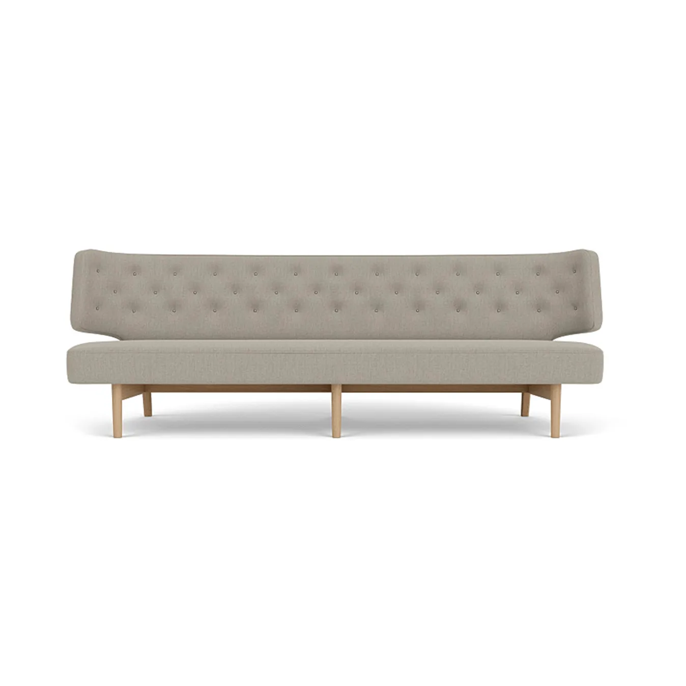 Radiohus 소파 풀 업홀스터드 RE-WOOL PC1T Global HR BUTTONS Vegetal 4-Legs Base, Re-wool 218-natural oak, leather buttons, 3-seater Audo Copenhagen | 오도 코펜하겐