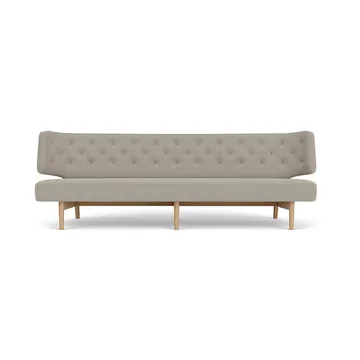 Radiohus 소파 풀 업홀스터드 RE-WOOL PC1T Global HR BUTTONS Vegetal 4-Legs Base - Re-wool 218-natural oak, leather buttons, 3-seater - Audo Copenhagen | 오도 코펜하겐