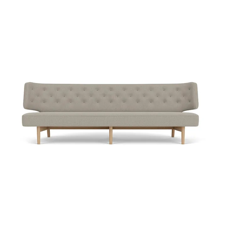 Radiohus 소파 풀 업홀스터드 RE-WOOL PC1T Global HR BUTTONS Vegetal 4-Legs Base - Re-wool 218-natural oak, leather buttons, 3-seater - Audo Copenhagen | 오도 코펜하겐