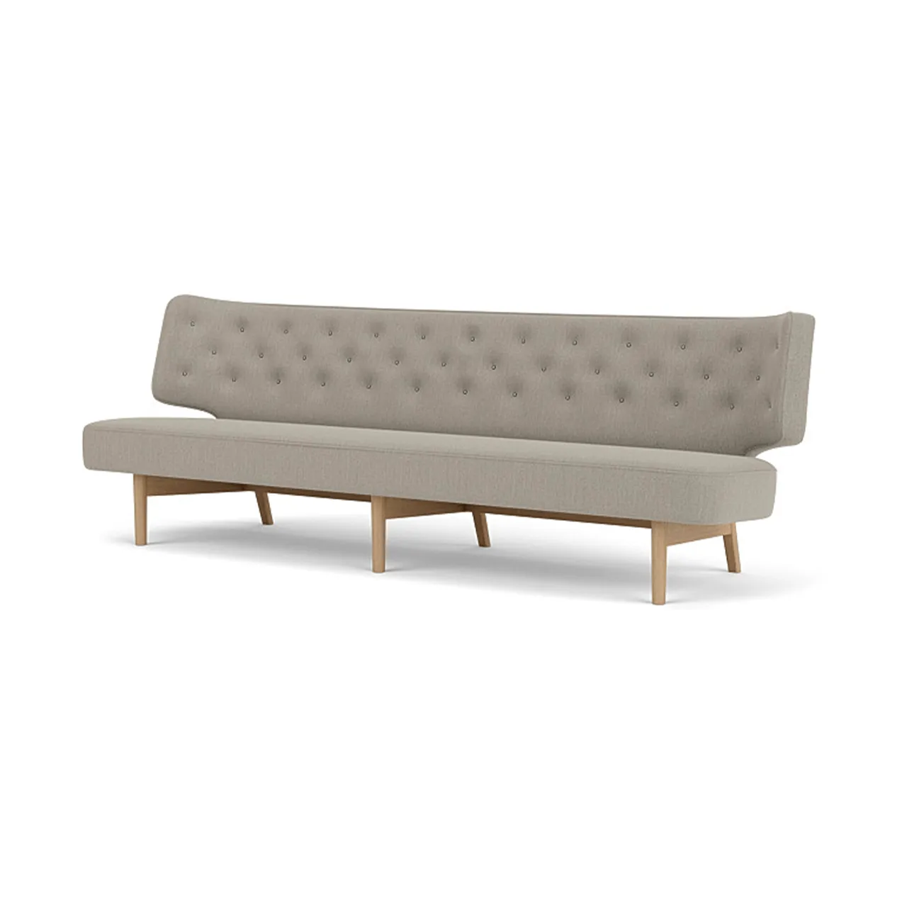 Radiohus 소파 풀 업홀스터드 RE-WOOL PC1T Global HR BUTTONS Vegetal 4-Legs Base, Re-wool 218-natural oak, leather buttons, 3-seater Audo Copenhagen | 오도 코펜하겐