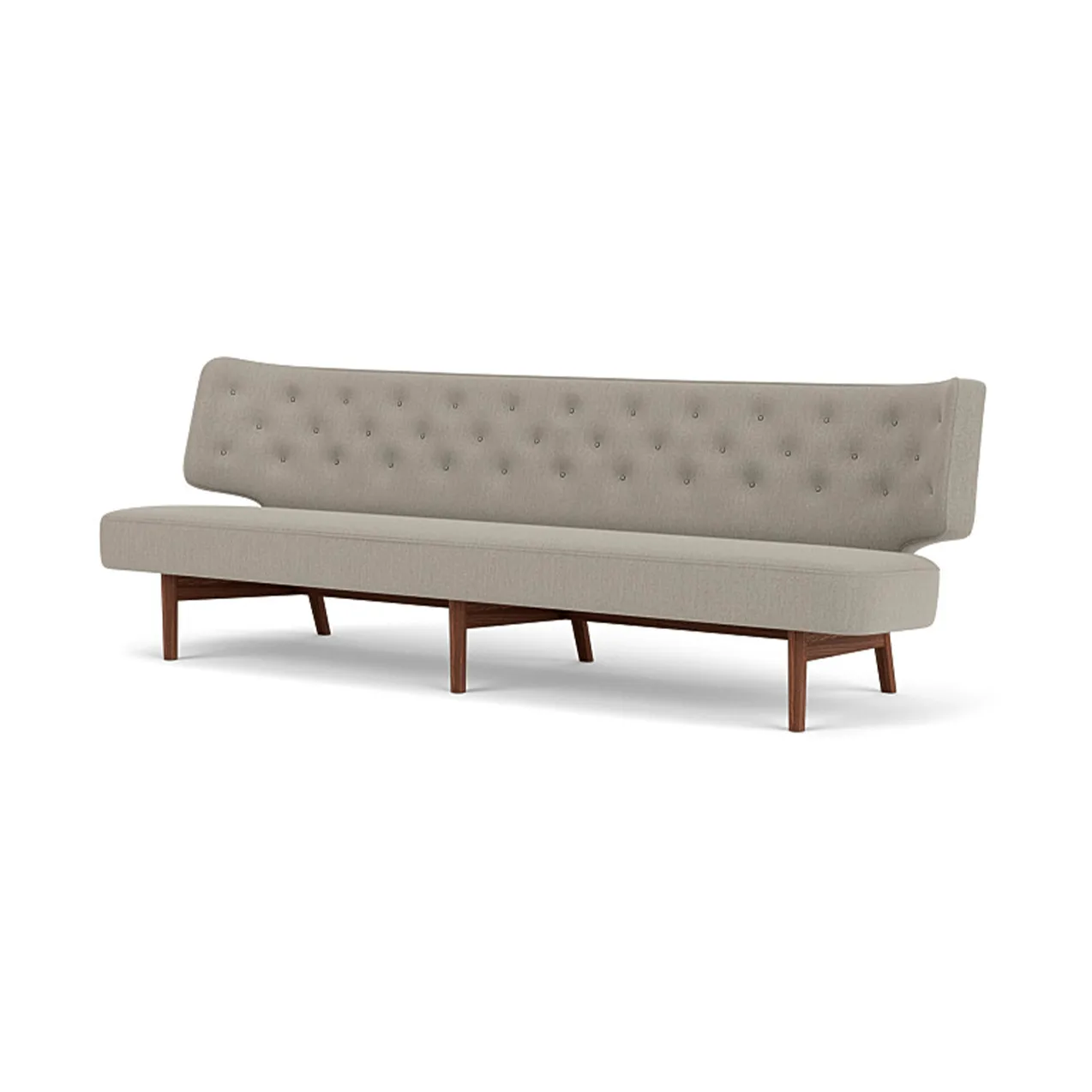 Radiohus 소파 풀 업홀스터드 RE-WOOL PC1T Global HR BUTTONS Vegetal 4-Legs Base, Re-wool 218-walnut, leather buttons, 3-seater Audo Copenhagen | 오도 코펜하겐